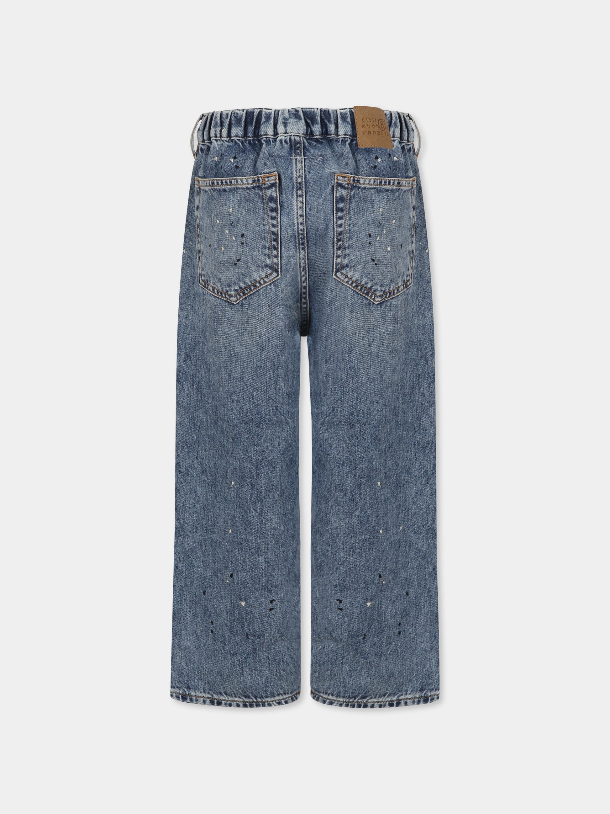 Jeans celesti per bambini con schizzi di pittura,Mm6 Maison Margiela,M60053 MM04M MM6P11U M601