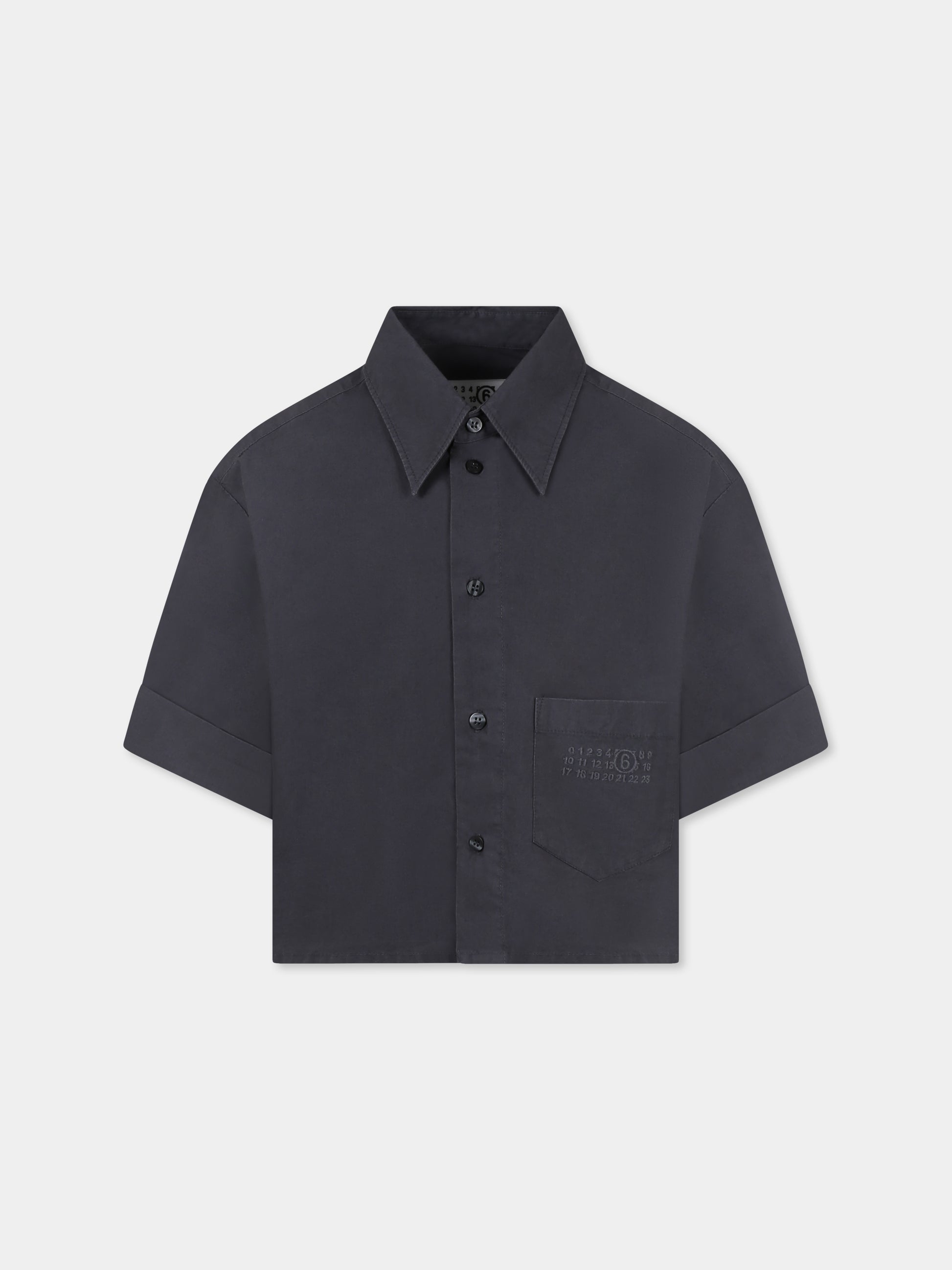 Camicia grigia crop per bambina con logo numerico,Mm6 Maison Margiela,M60511 MM04T MM6C17U M6904