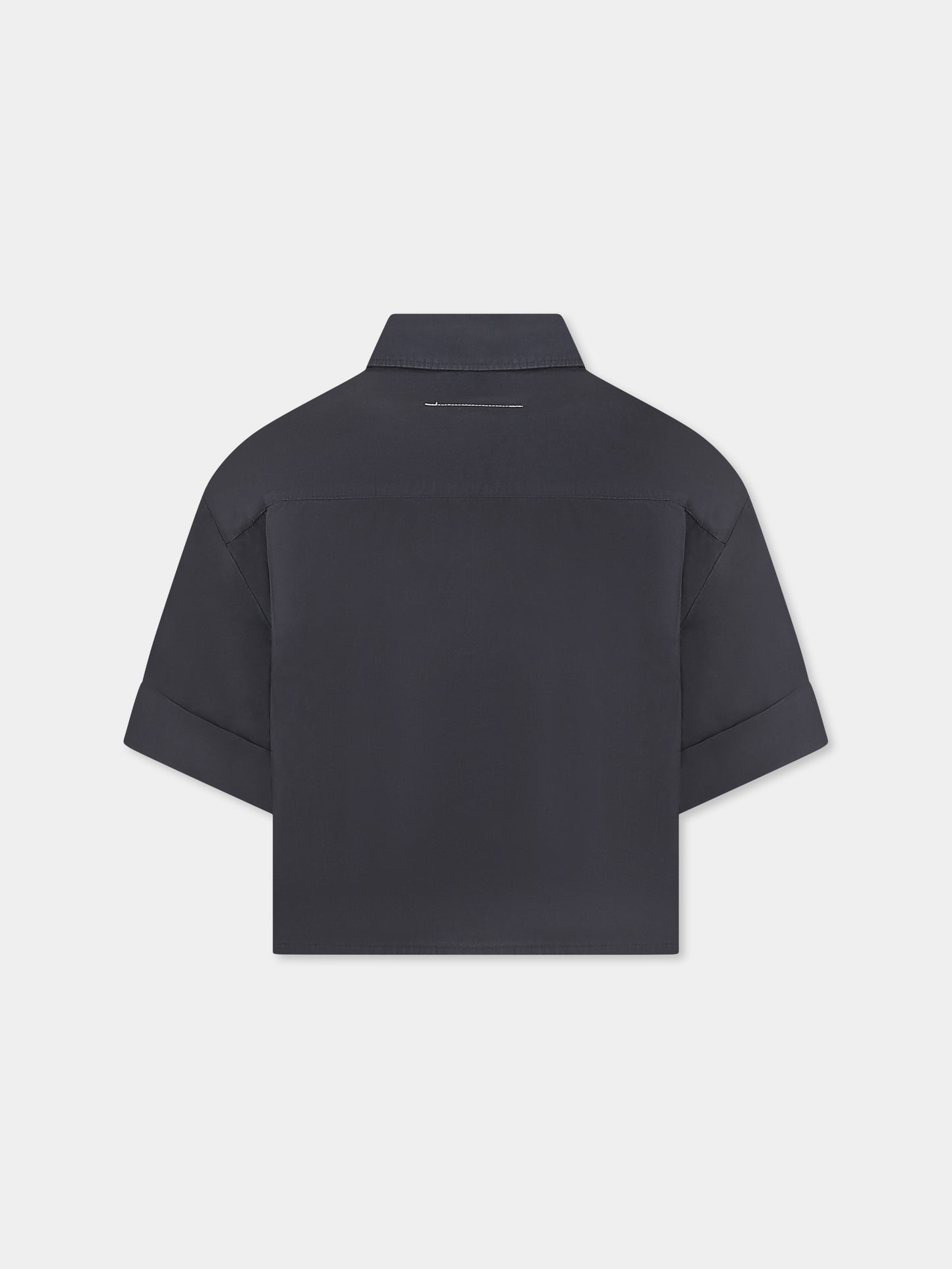 Camicia grigia crop per bambina con logo numerico,Mm6 Maison Margiela,M60511 MM04T MM6C17U M6904