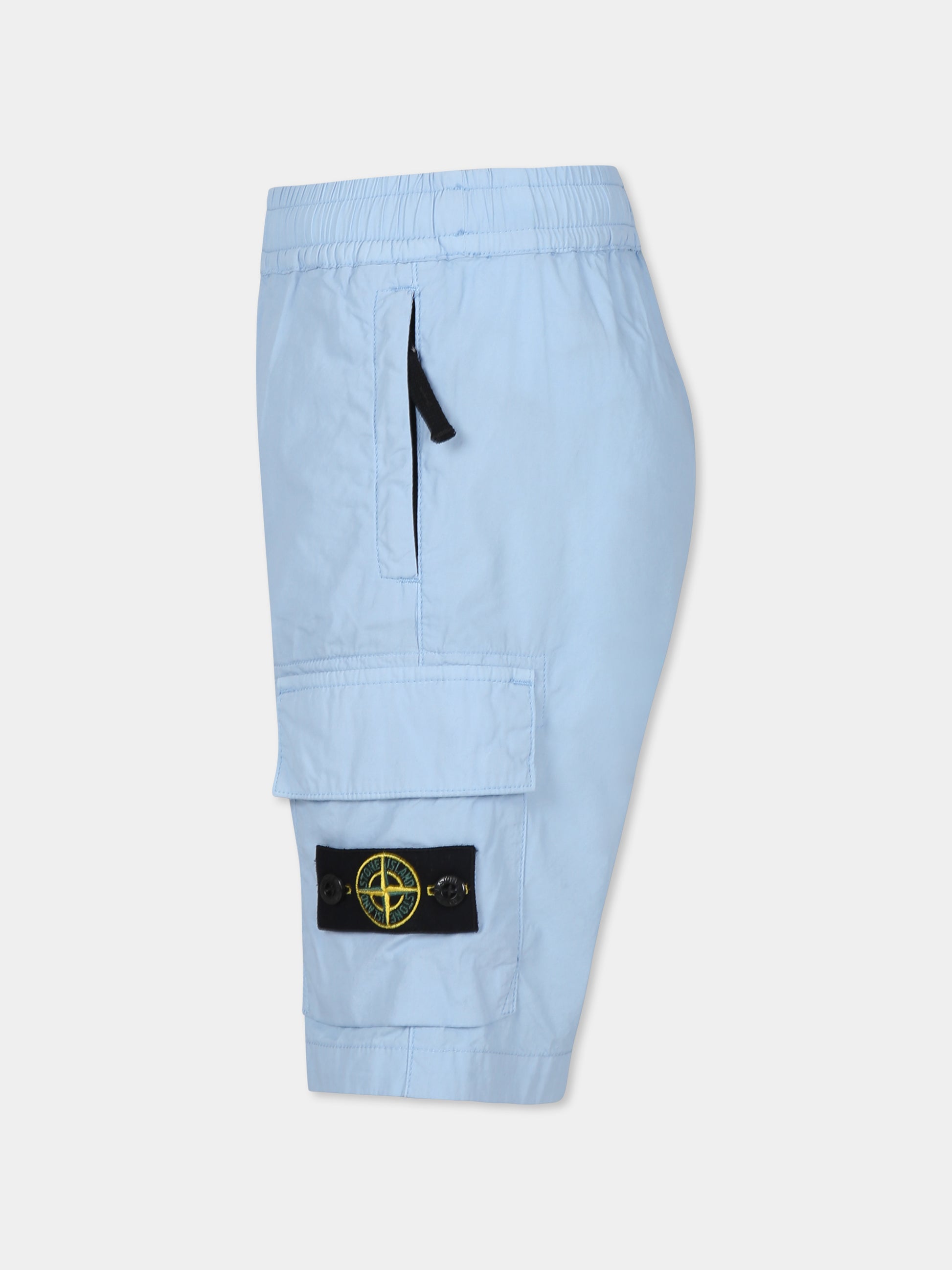 Shorts celesti per bambino con bussola,Stone Island Junior,8016L0501 V0040