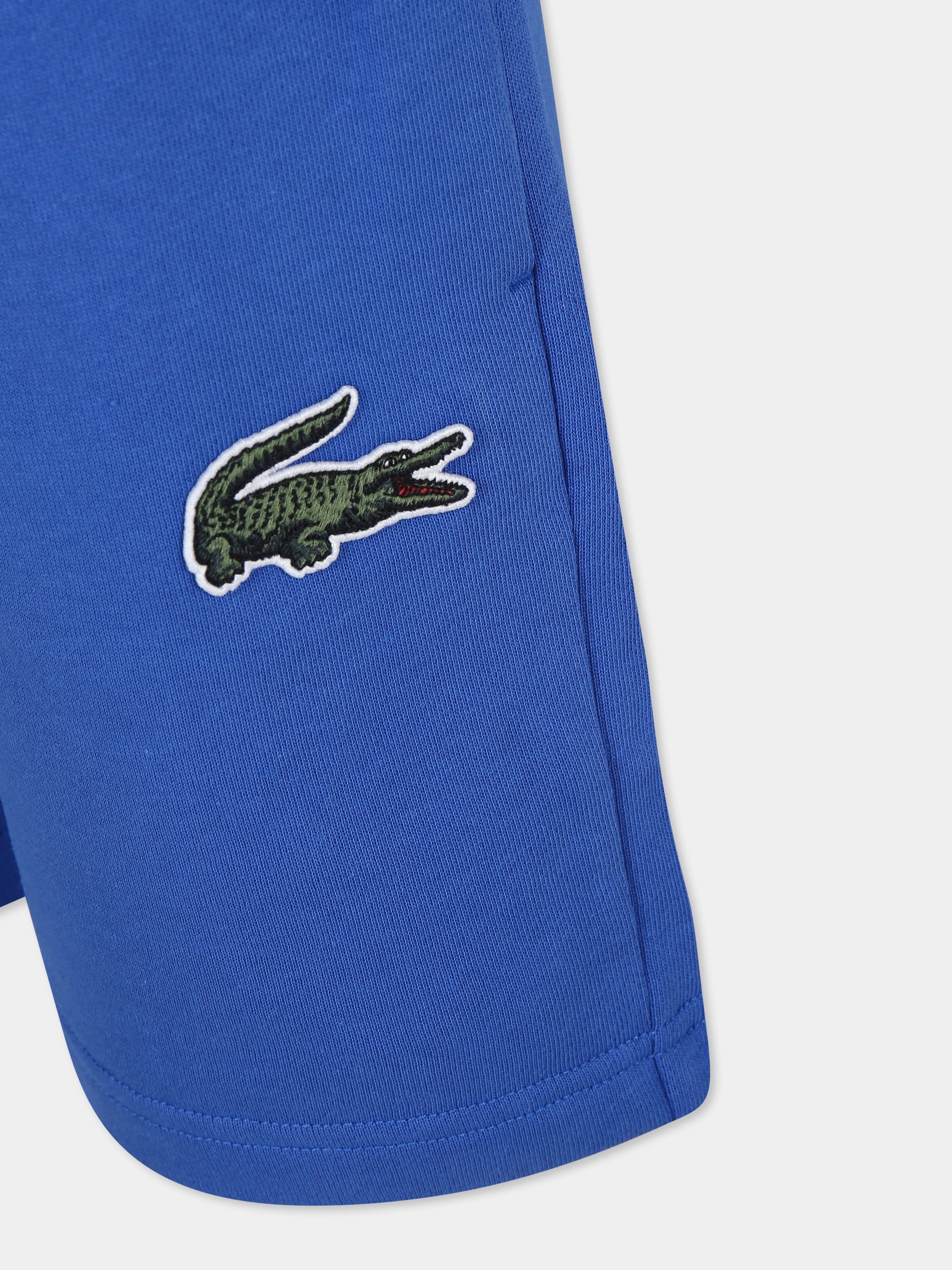 Shorts azzurri per bambino con coccodrillo,Lacoste,GJ7350 IXW