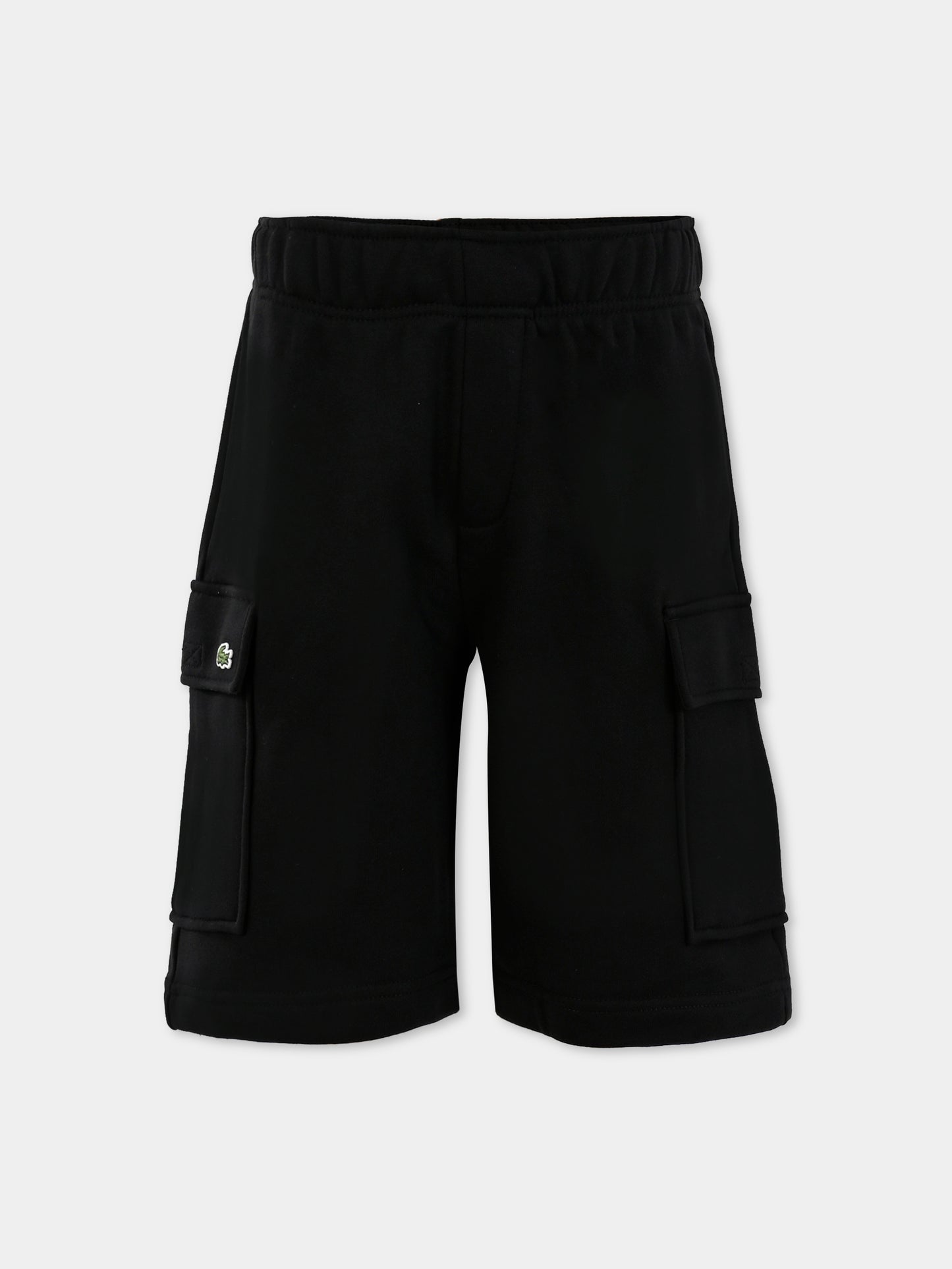 Shorts neri per bambino con coccodrillo,Lacoste,GJ7372 031