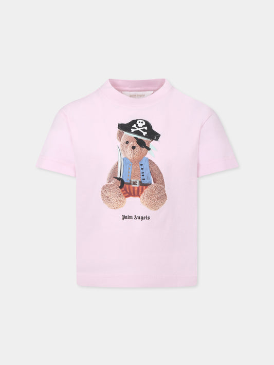 Pink t-shirt for girl with bear