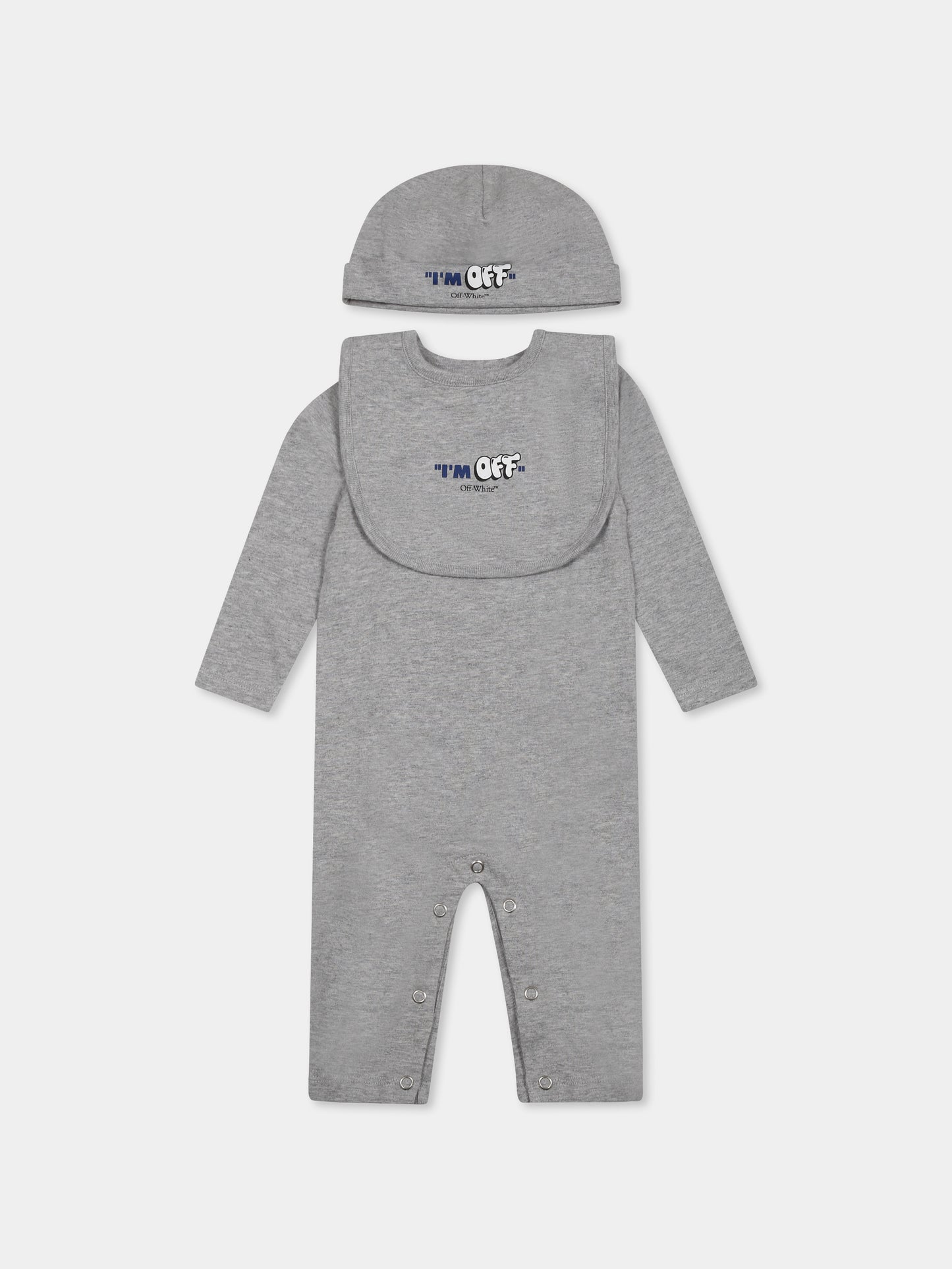 Set tutina grigia per neonato con logo,Off White,OB2X001S25JER0010810