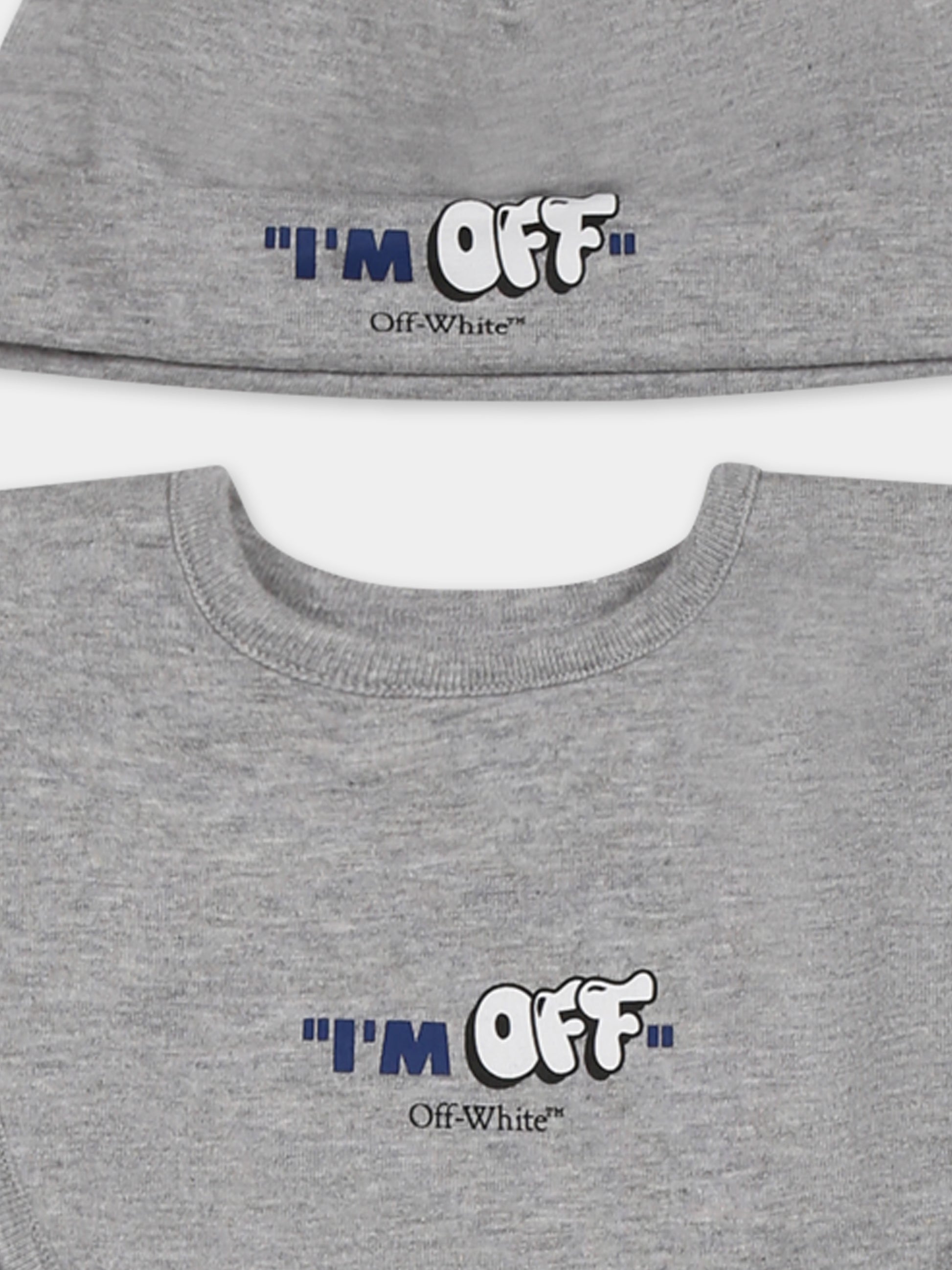 Set tutina grigia per neonato con logo,Off White,OB2X001S25JER0010810