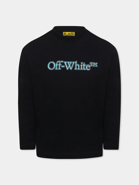 T-shirt nera per bambino con logo,Off White,OBAB001S25JER0011040