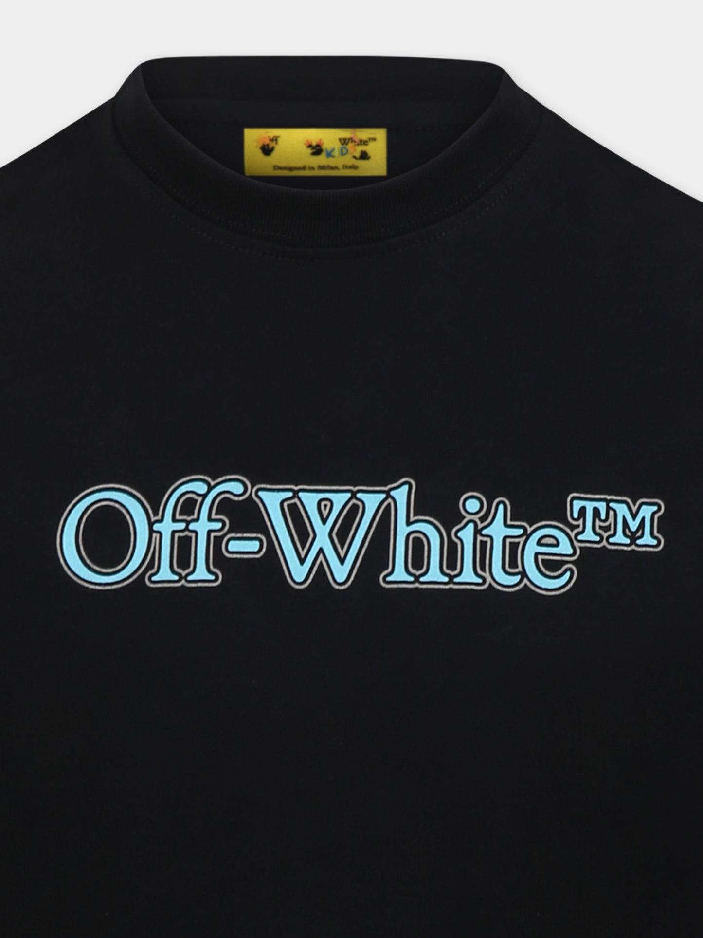 T-shirt nera per bambino con logo,Off White,OBAB001S25JER0011040