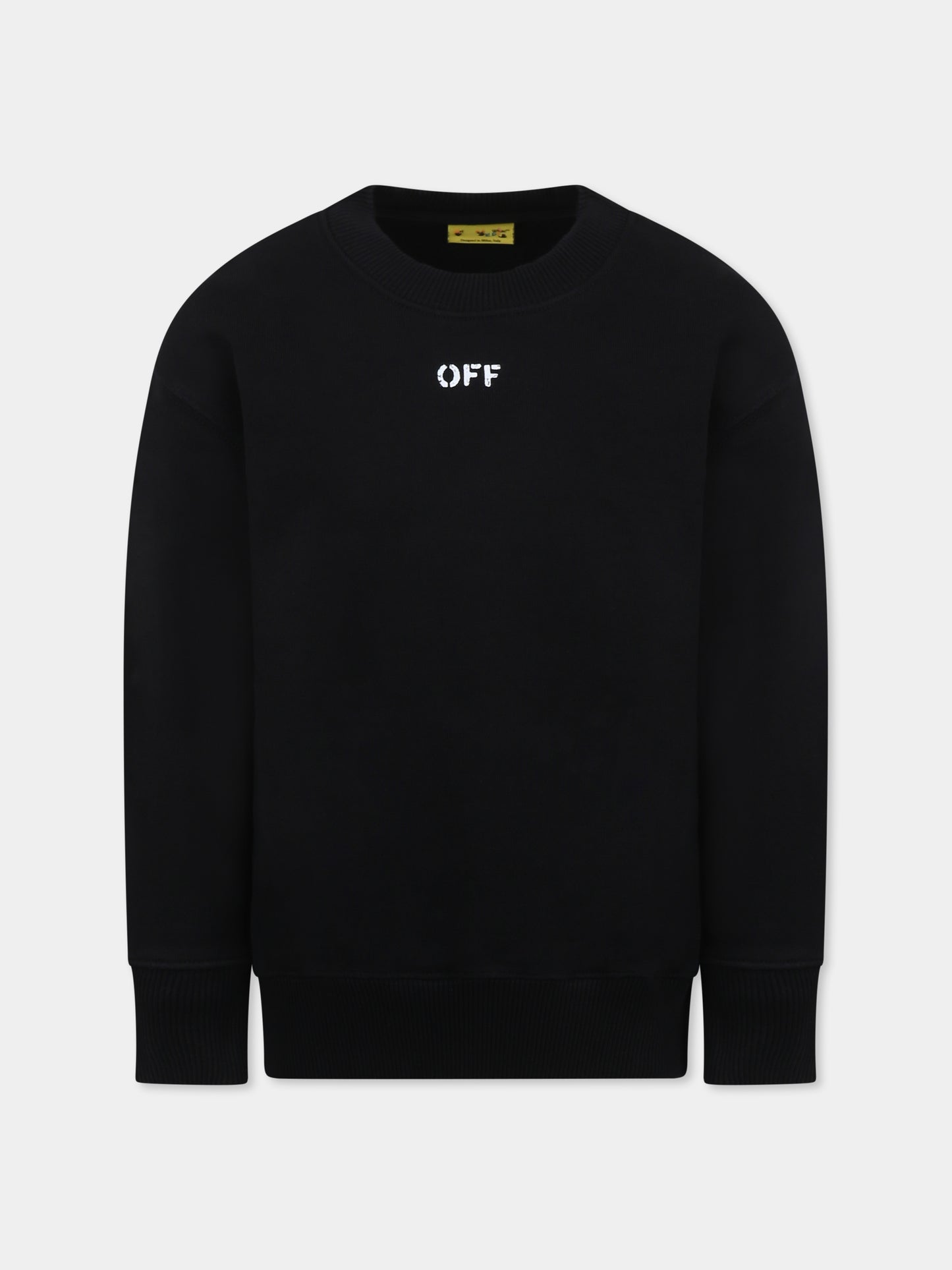 Felpa nera per bambino con logo,Off White,OBBA001C99FLE0041001