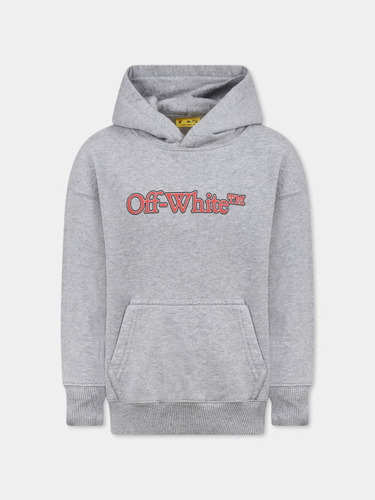 Felpa grigia per bambino con logo,Off White,OBBB001S25FLE0010826