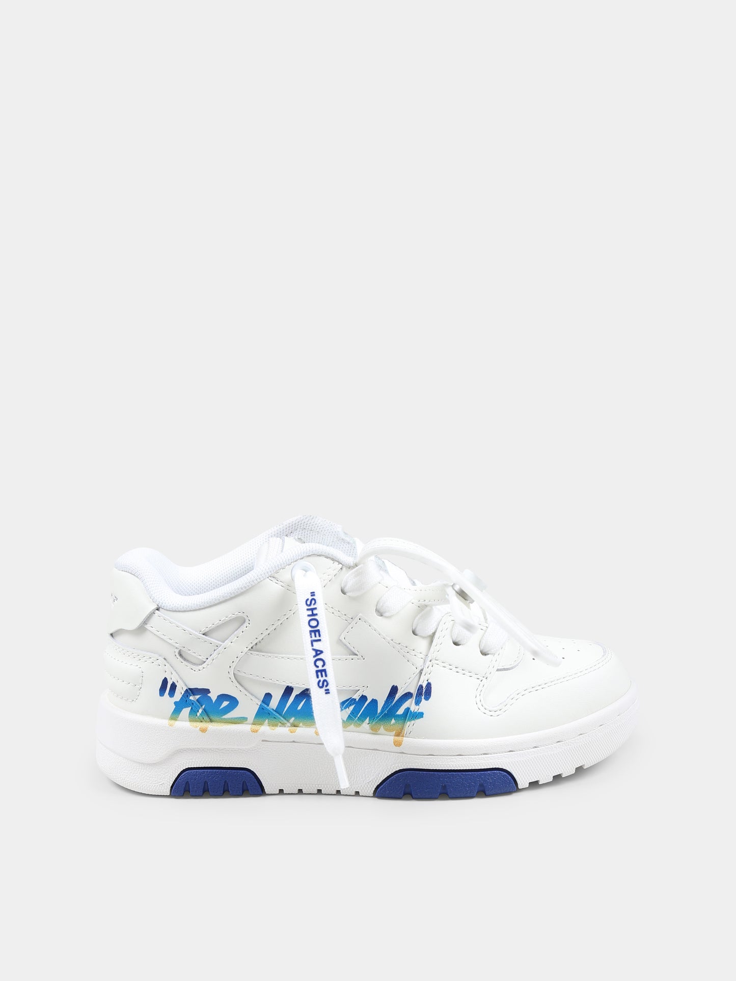 Sneakers Out of Office bianche per bambino con freccia,Off White,OBIA011S25LEA0020184