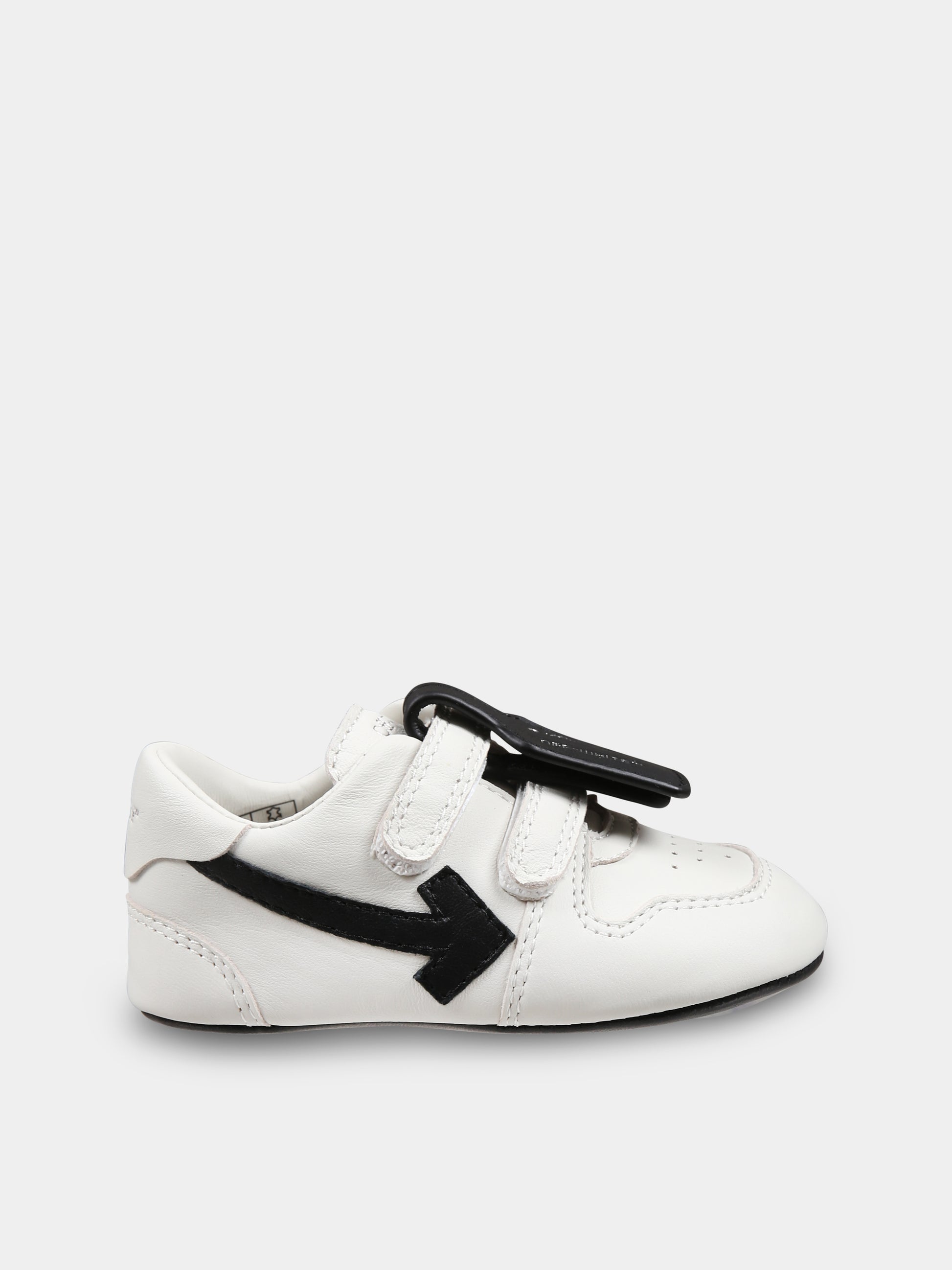Sneakers avorio per neonati con freccia,Off White,OBIX001C99LEA0020110
