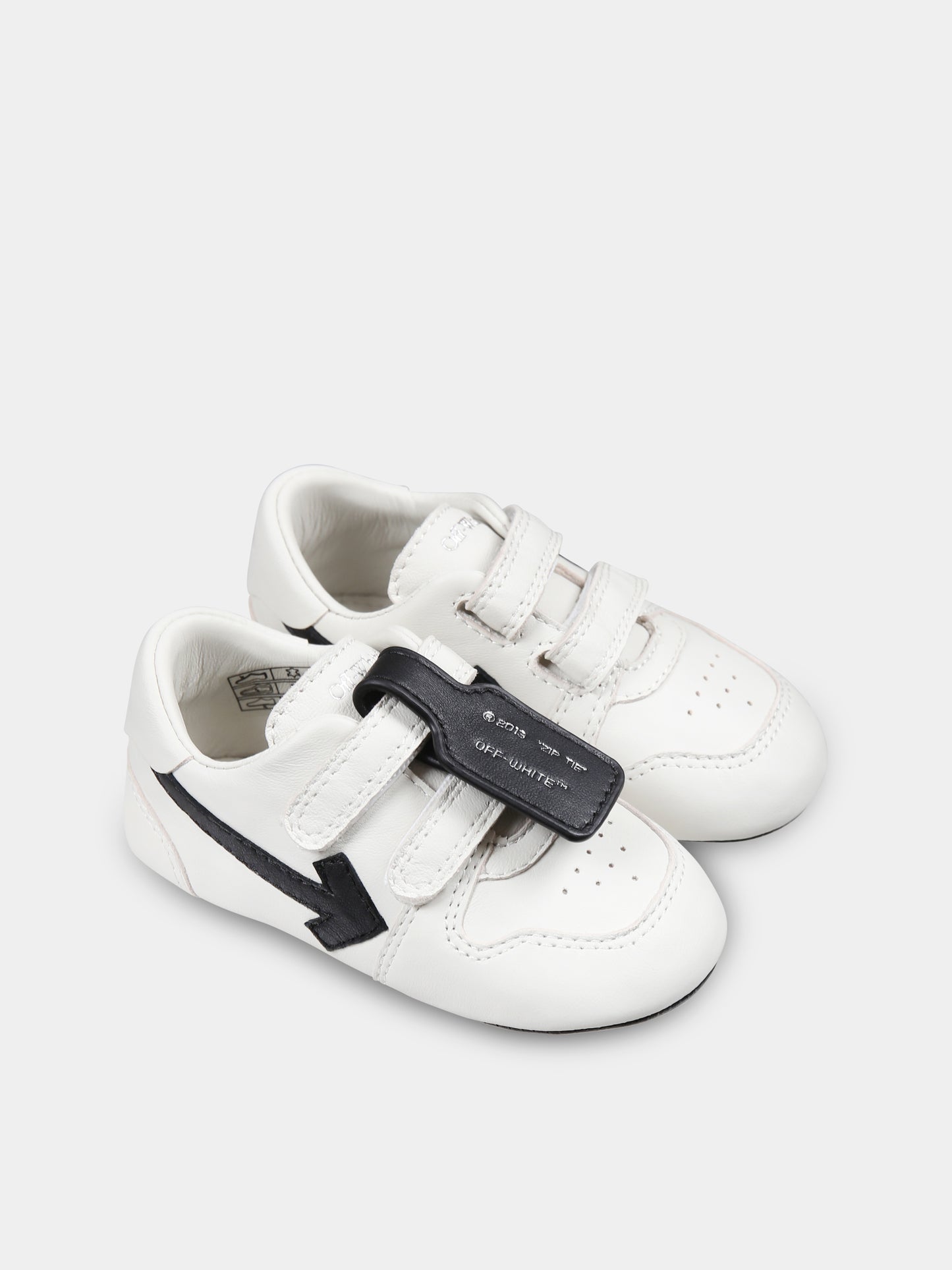 Sneakers avorio per neonati con freccia,Off White,OBIX001C99LEA0020110