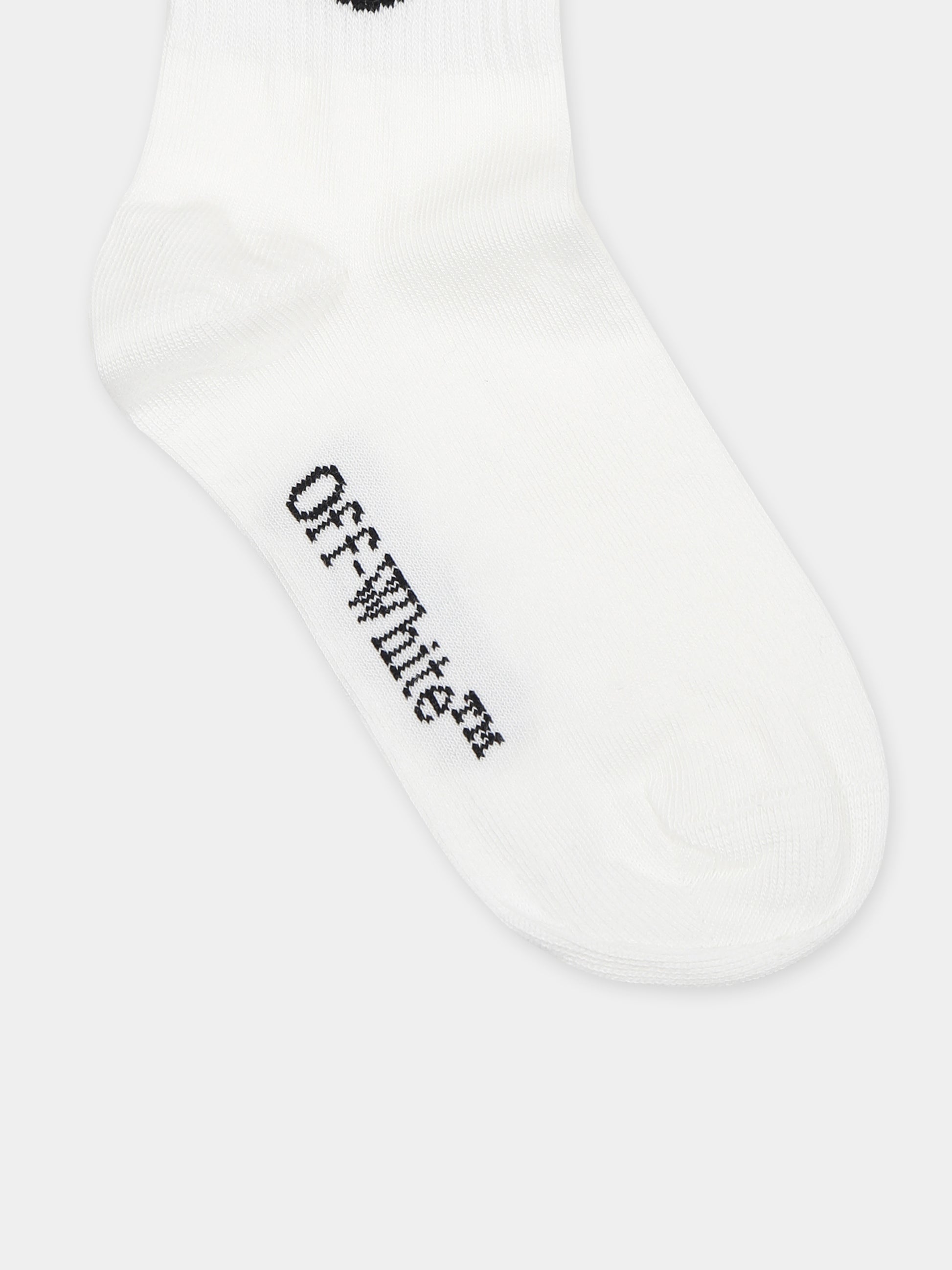 Calze bianche per bambini con logo,Off White,OBRA003S25KNI0010110