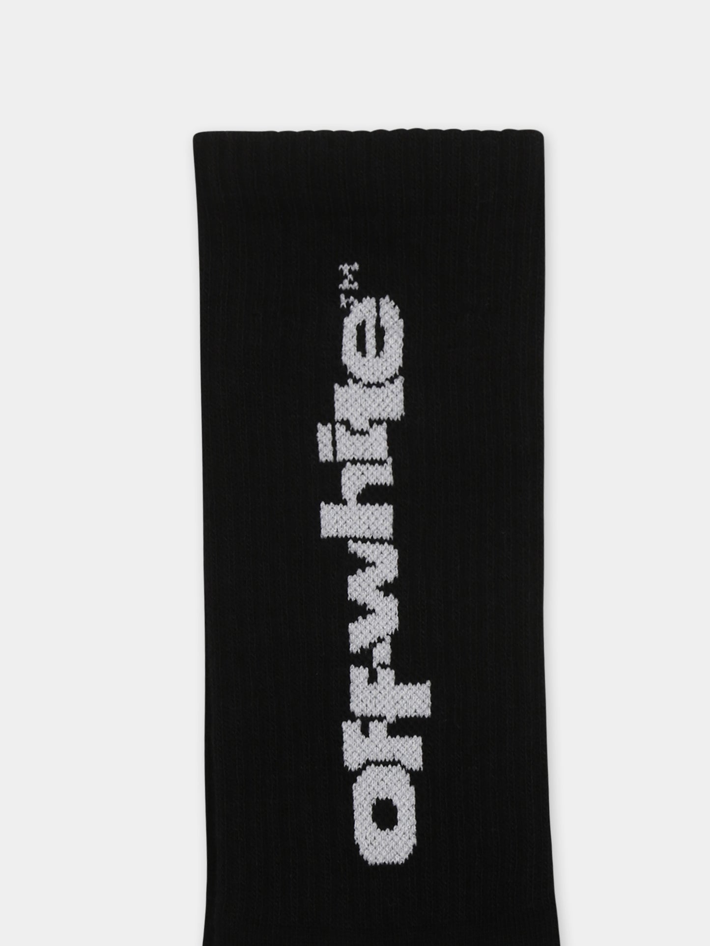 Calze nere per bambini con logo,Off White,OBRA003S25KNI0021001