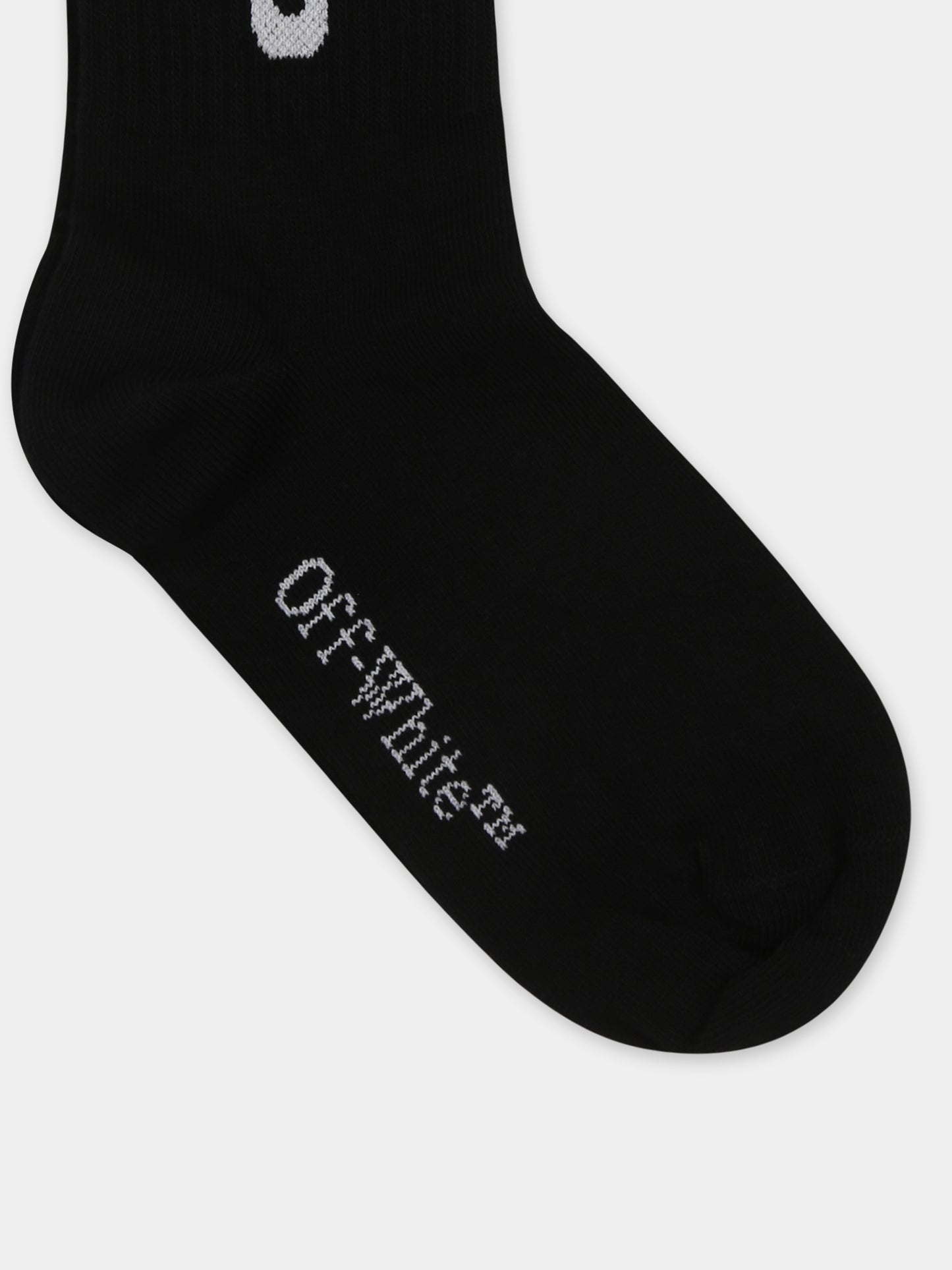 Calze nere per bambini con logo,Off White,OBRA003S25KNI0021001