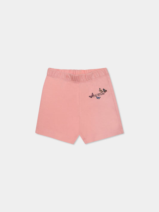 Pink shorts for baby girl with logo