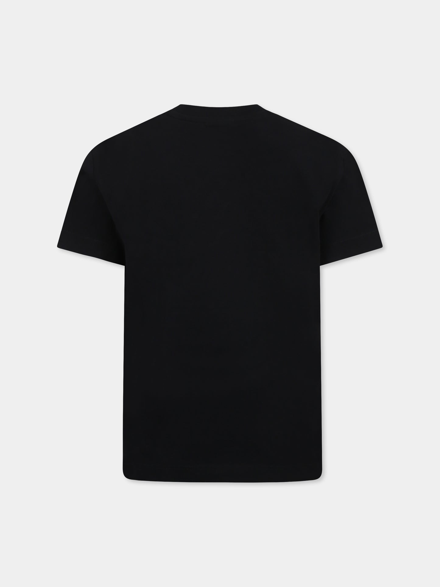 T-shirt nera per bambina con logo e farfalle,Off White,OGAA001S25JER0031001