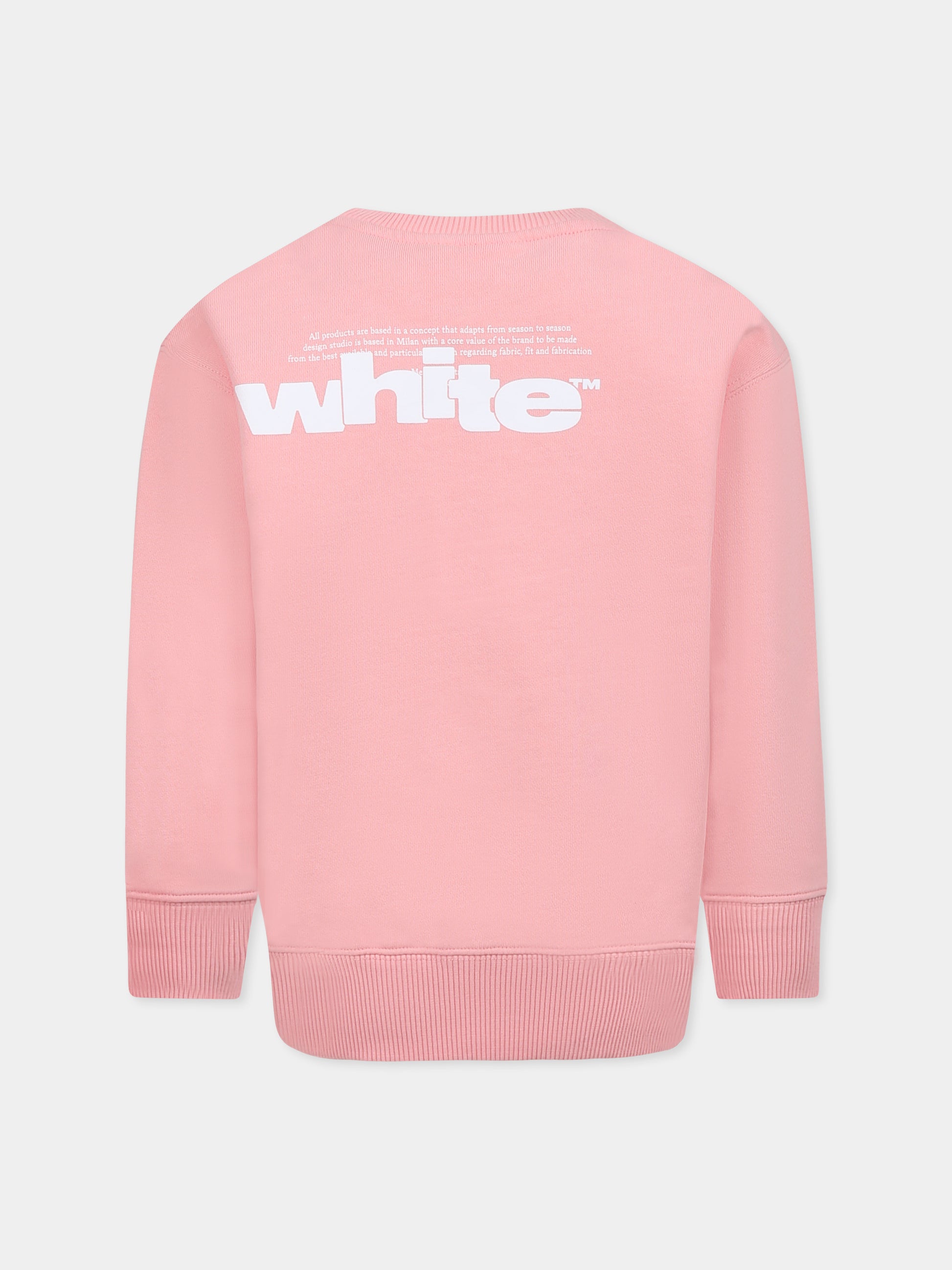 Felpa rosa per bambina con logo,Off White,OGBA001S25FLE0023001