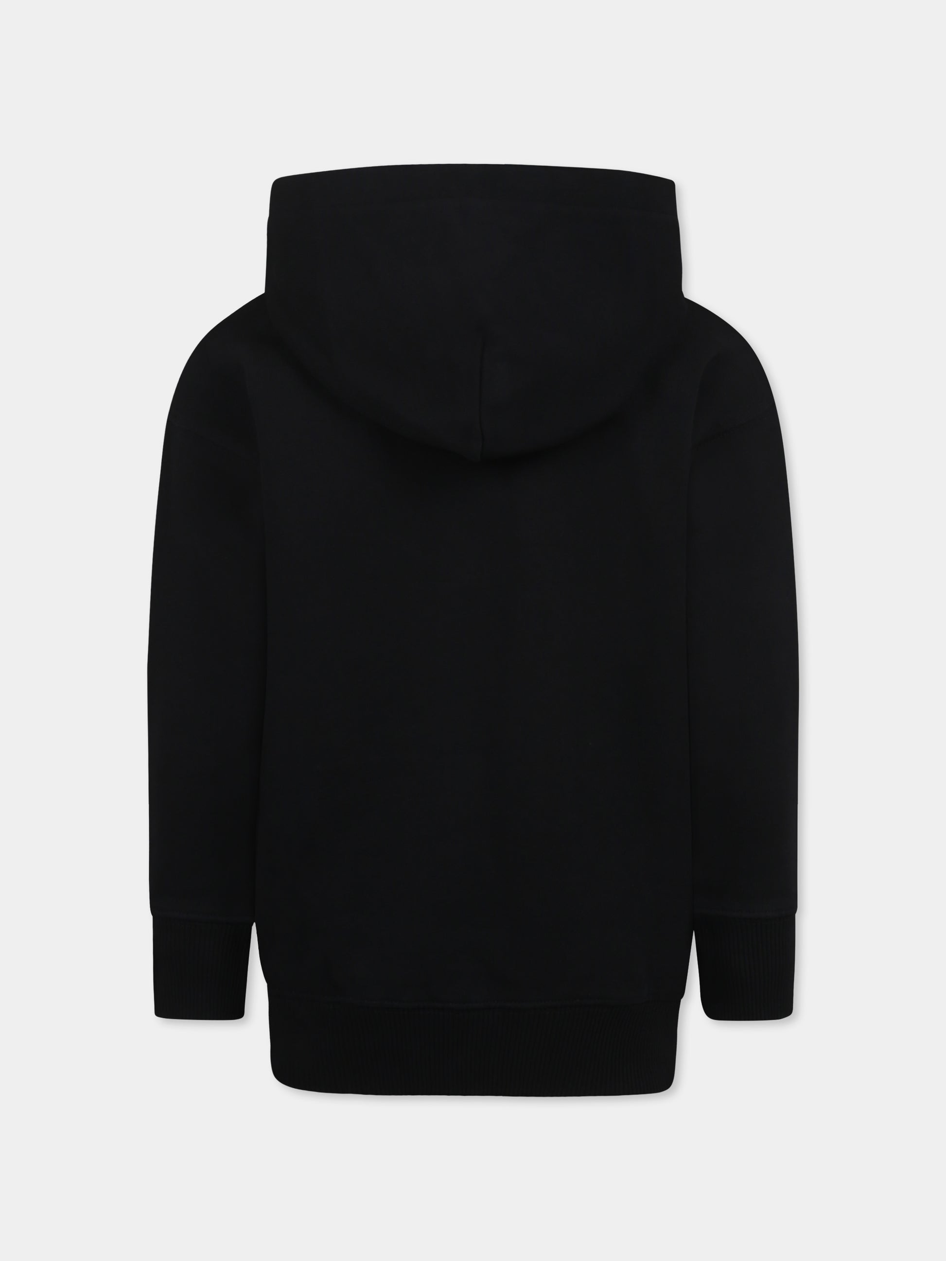 Felpa nera per bambina con logo e farfalle,Off White,OGBB002S25FLE0011001