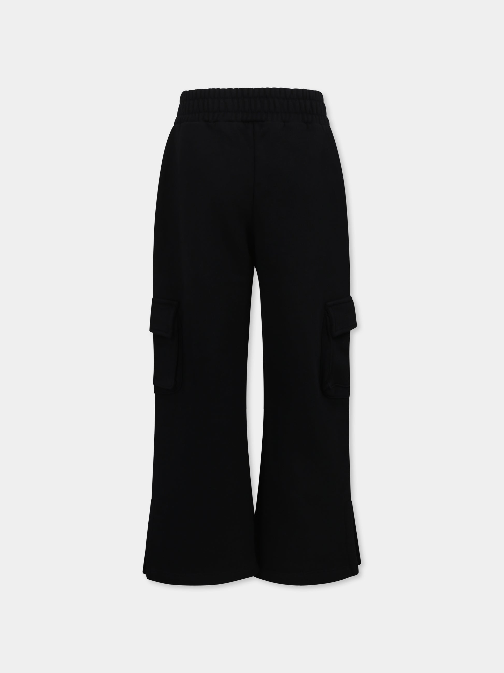 Pantaloni neri per bambina con logo,Off White,OGCH00BS25FLE0011072