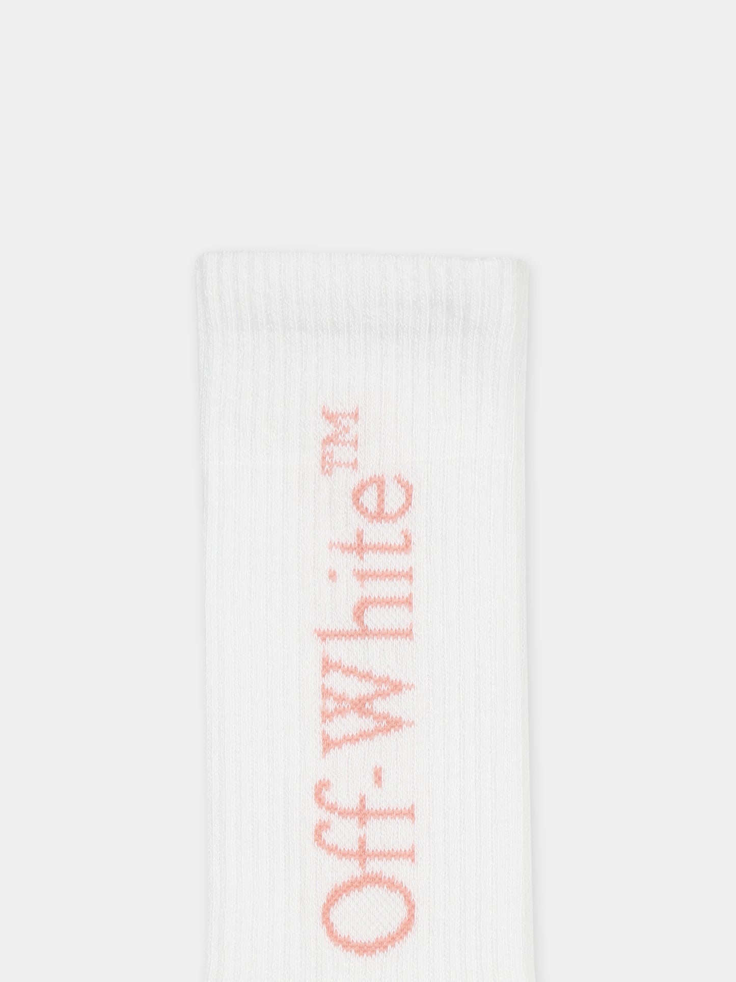 Calze bianche per bambina con logo,Off White,OGRA003S25KNI0010130