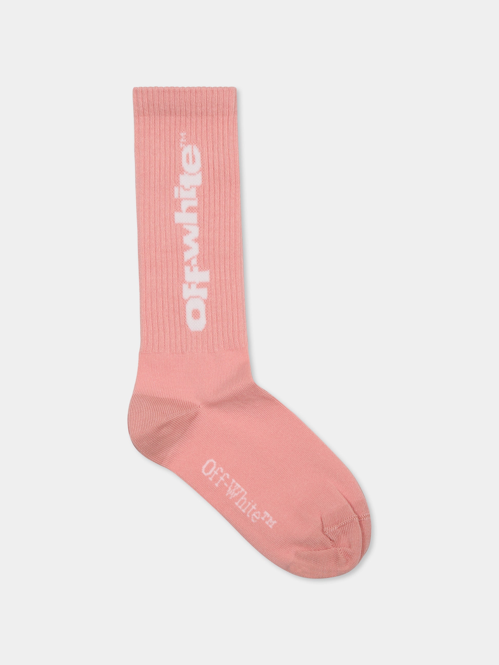 Calze rosa per bambina con logo,Off White,OGRA003S25KNI0023001