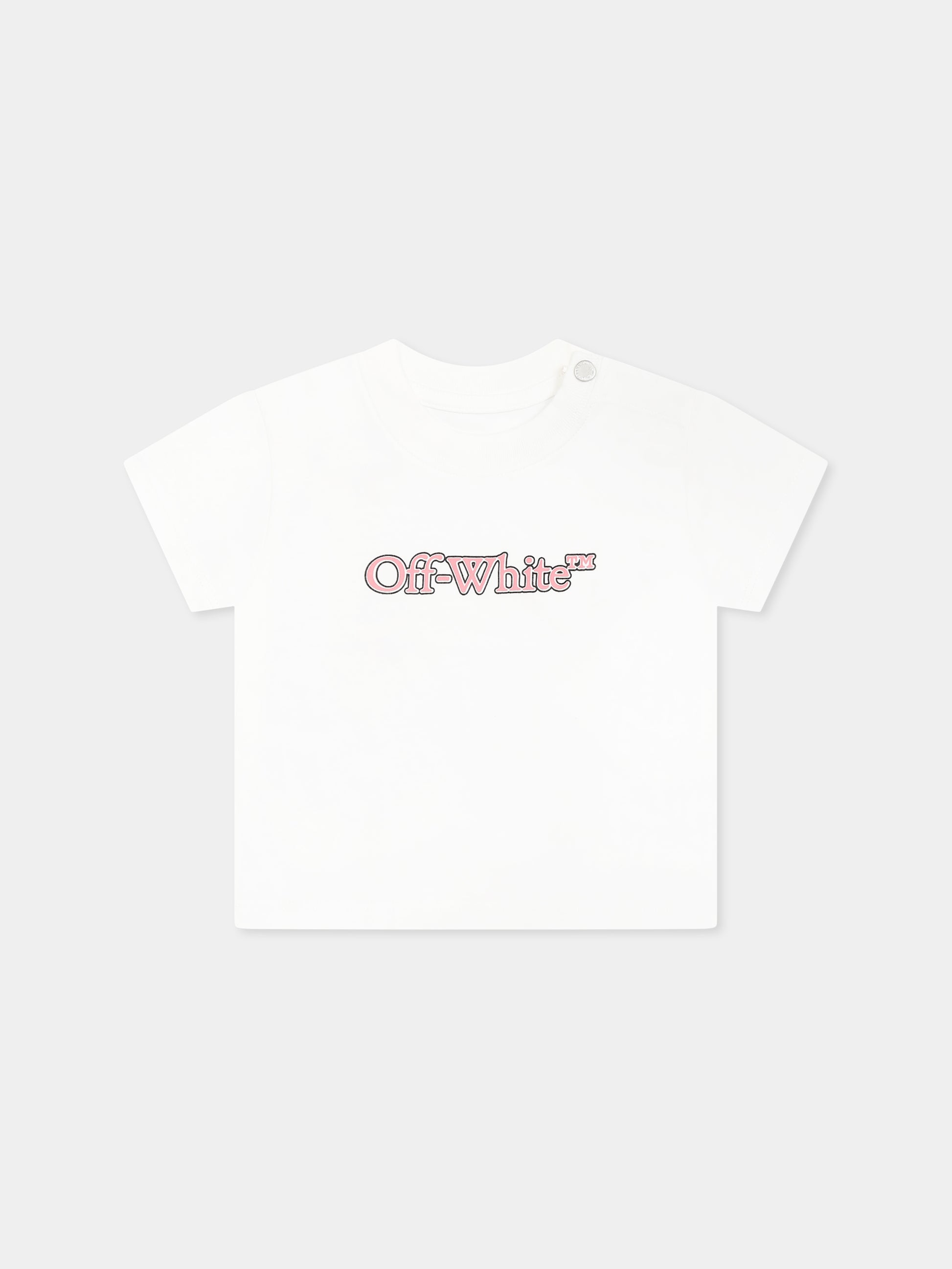 T-shirt bianca per neonata con logo,Off White,OGXB001S25JER0010130