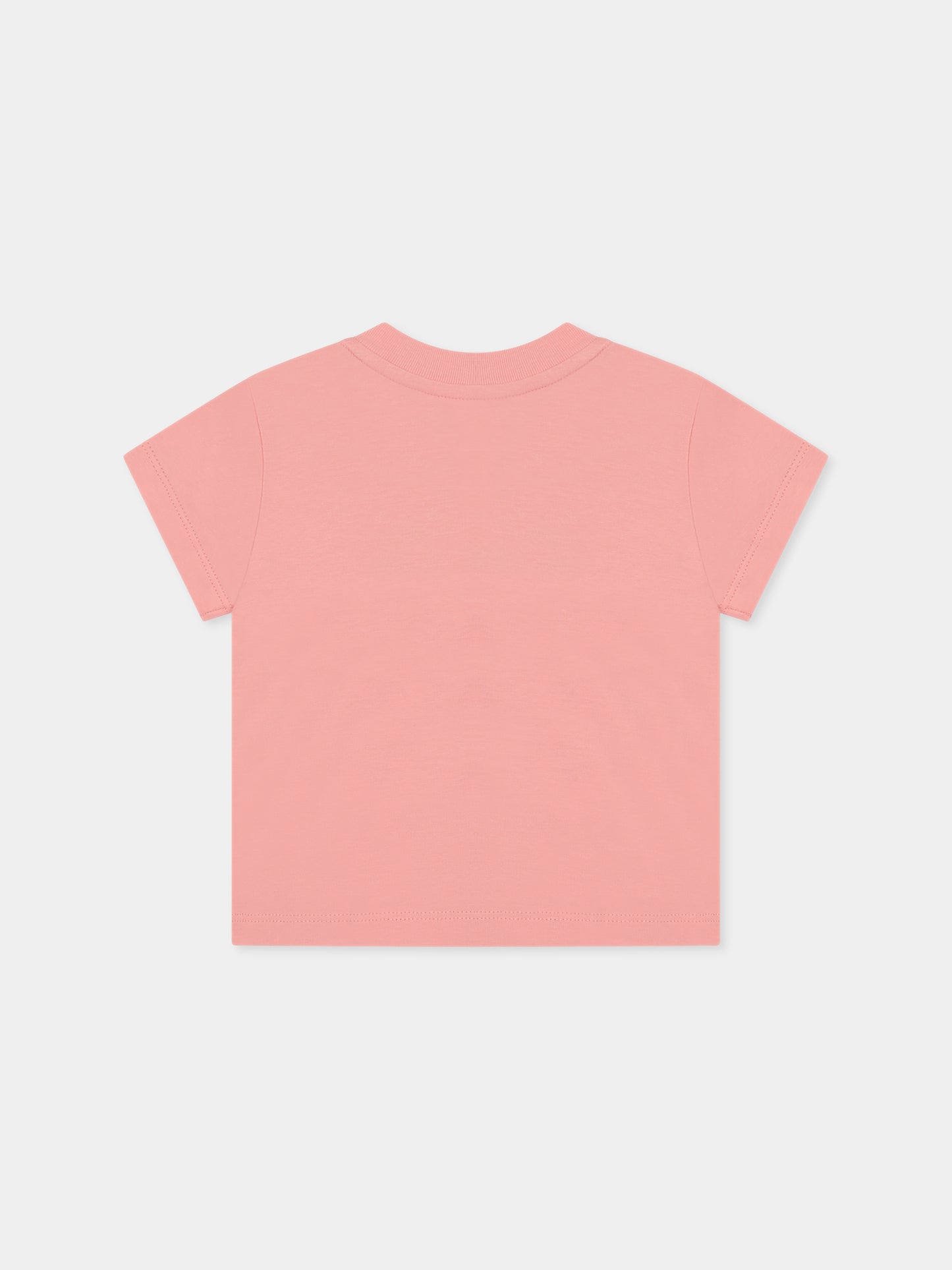 T-shirt rosa per neonata con logo e farfalle,Off White,OGXB001S25JER0023010