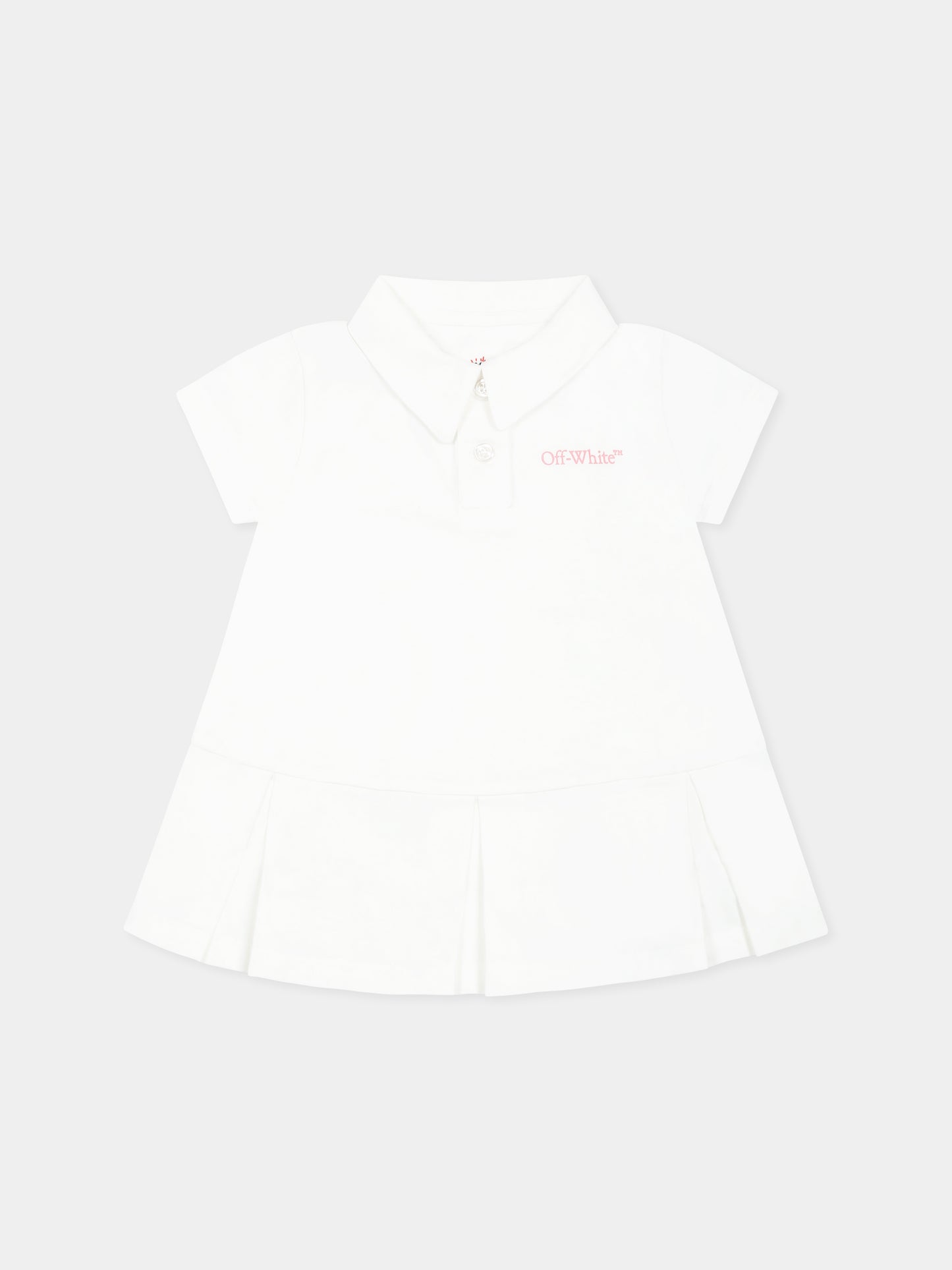 Vestito bianco per neonata con logo,Off White,OGXU003S25JER0010130