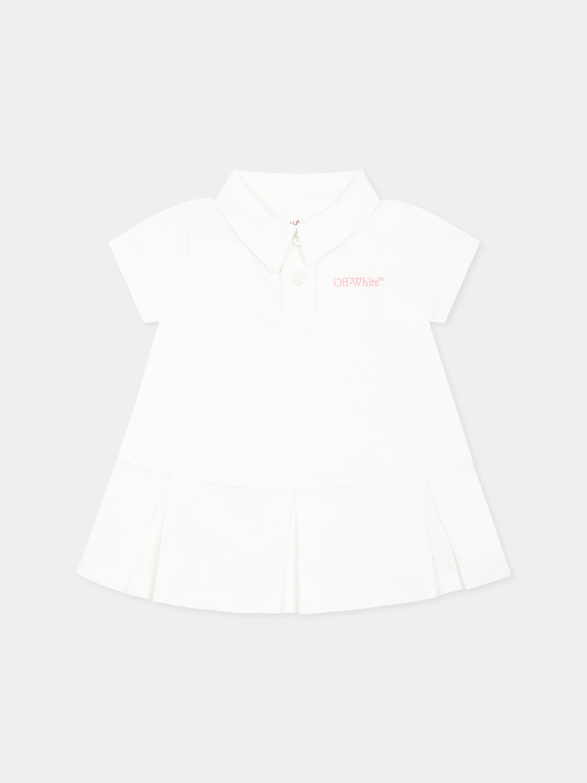 Vestito bianco per neonata con logo,Off White,OGXU003S25JER0010130