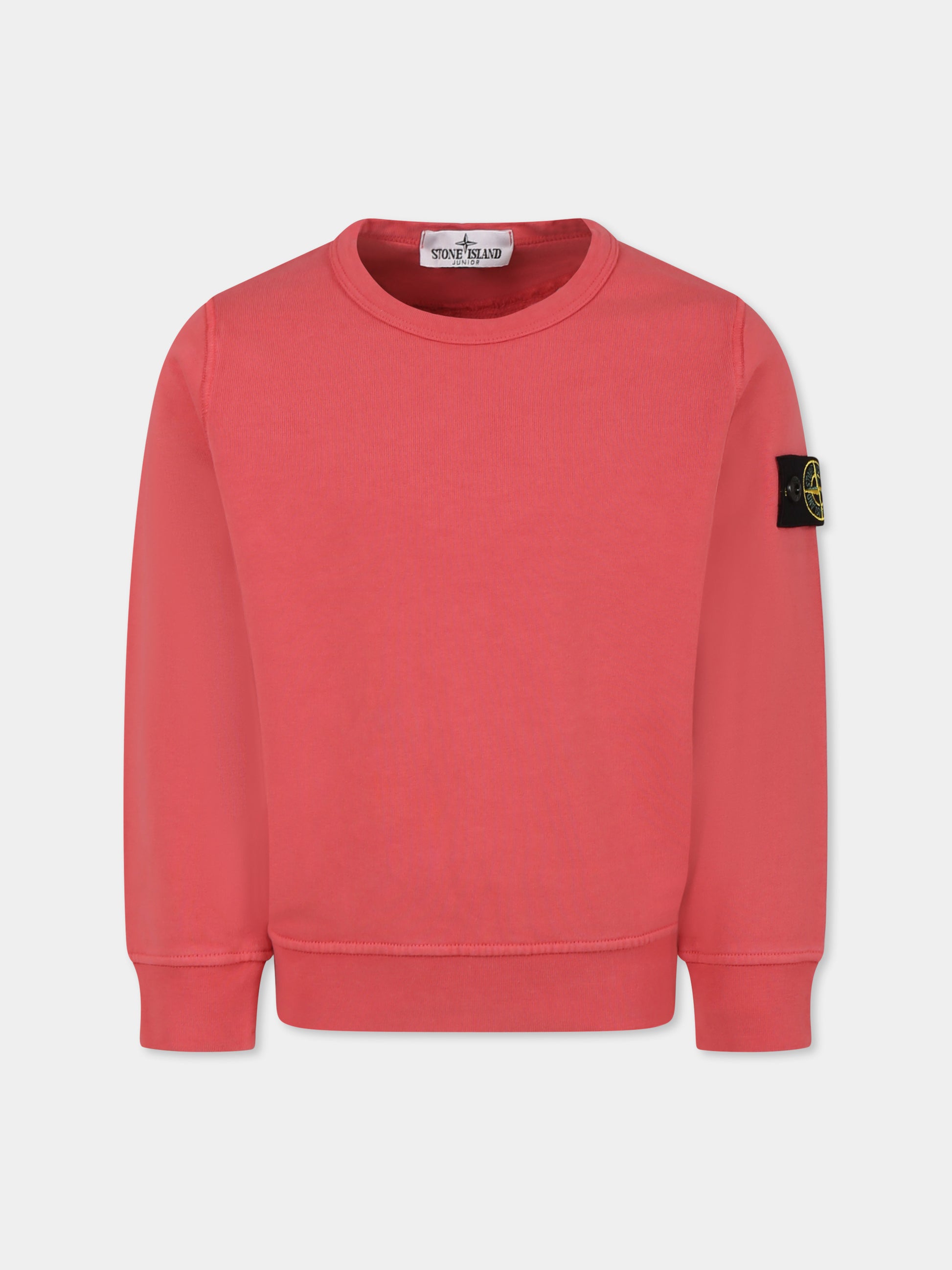 Felpa rossa per bambino con bussola,Stone Island Junior,K1S16 6100011 S0040 V0089