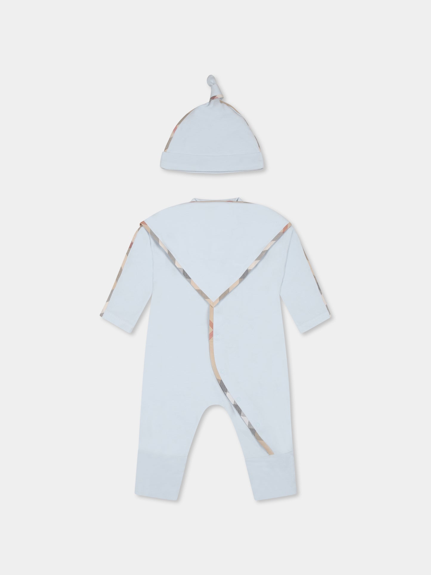 Light blue babygrow set for baby boy with vintage check