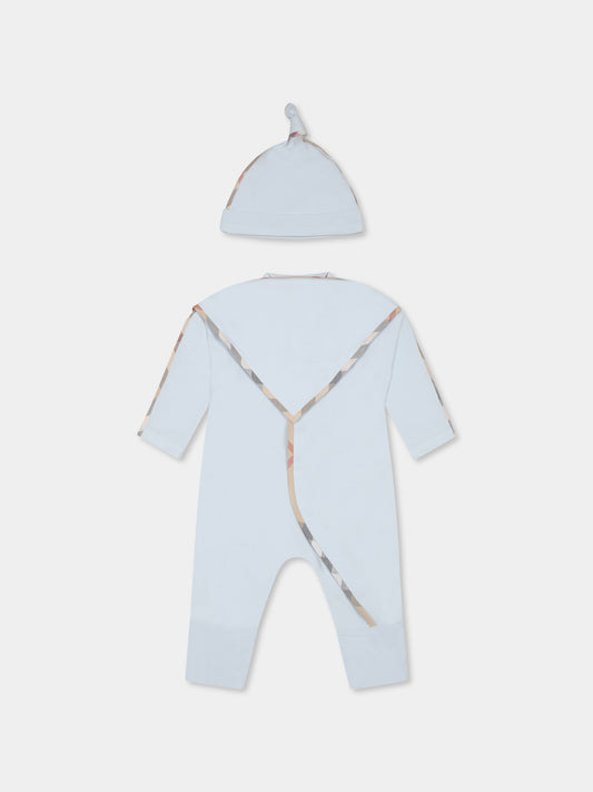Light blue babygrow set for baby boy with vintage check
