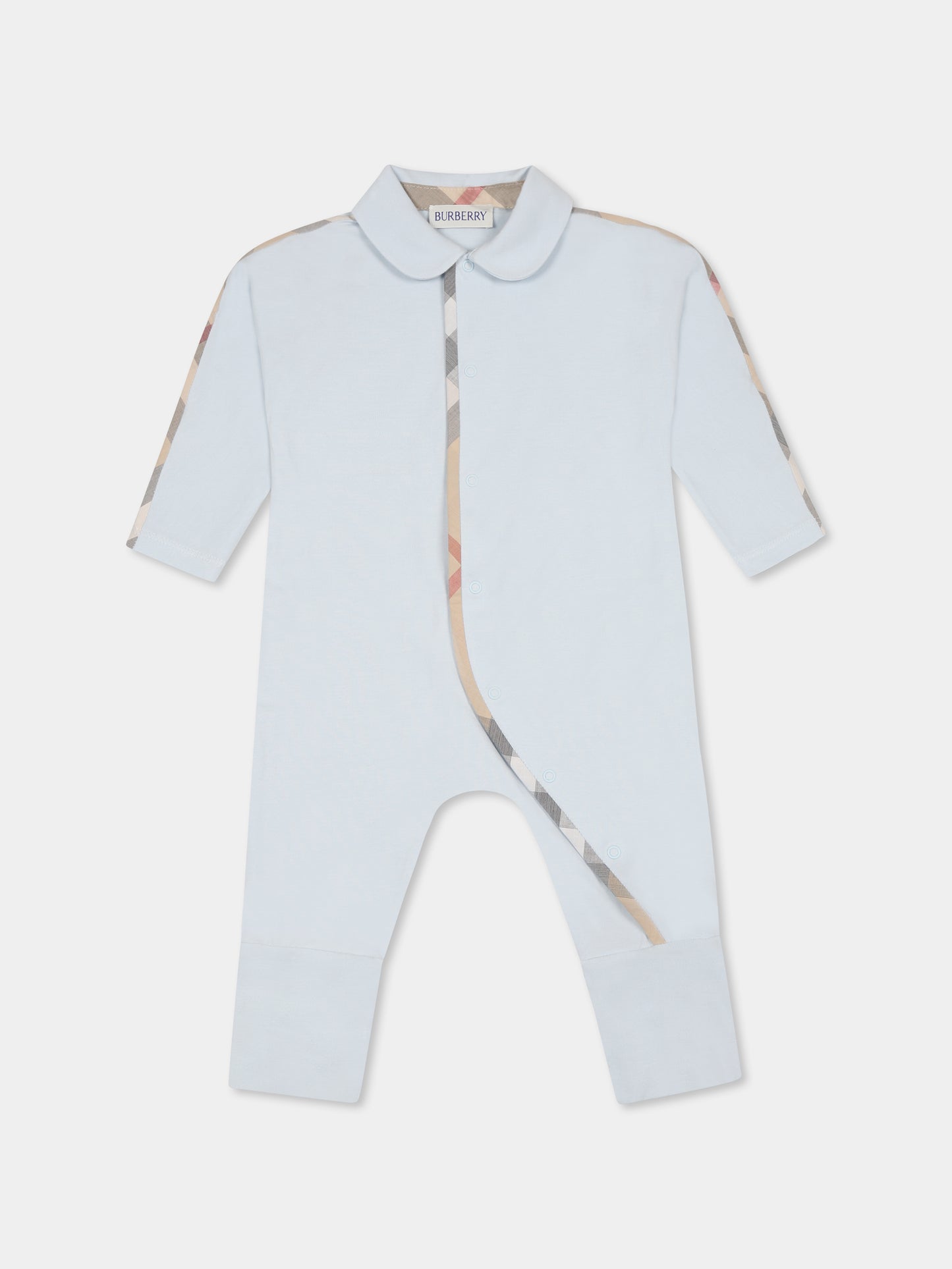 Light blue babygrow set for baby boy with vintage check