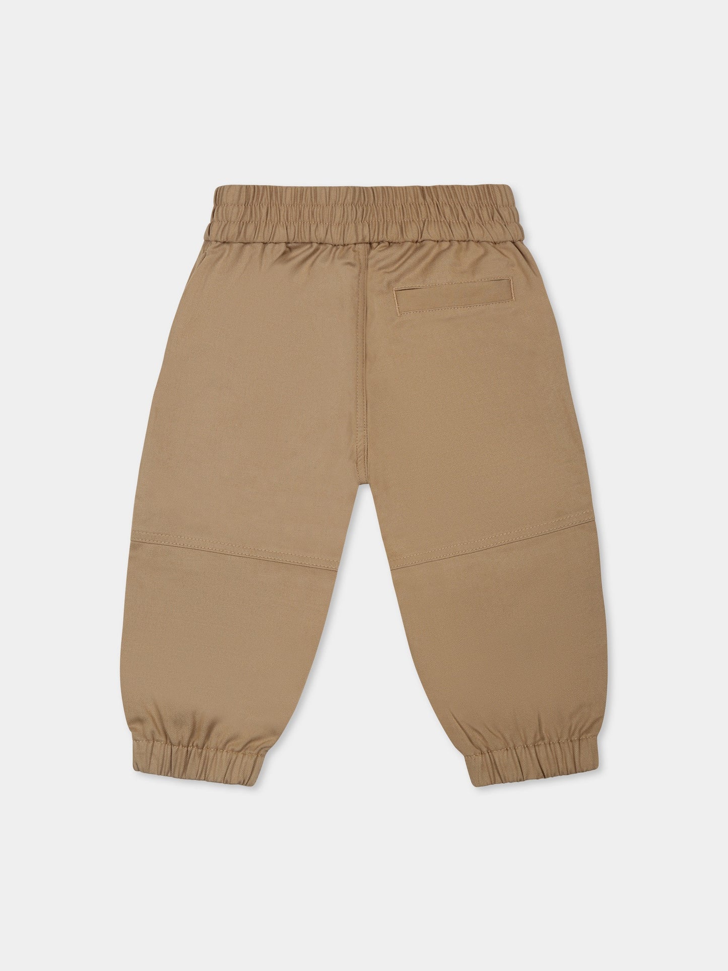 Beige trousers for baby boy with Equestrian knight logo