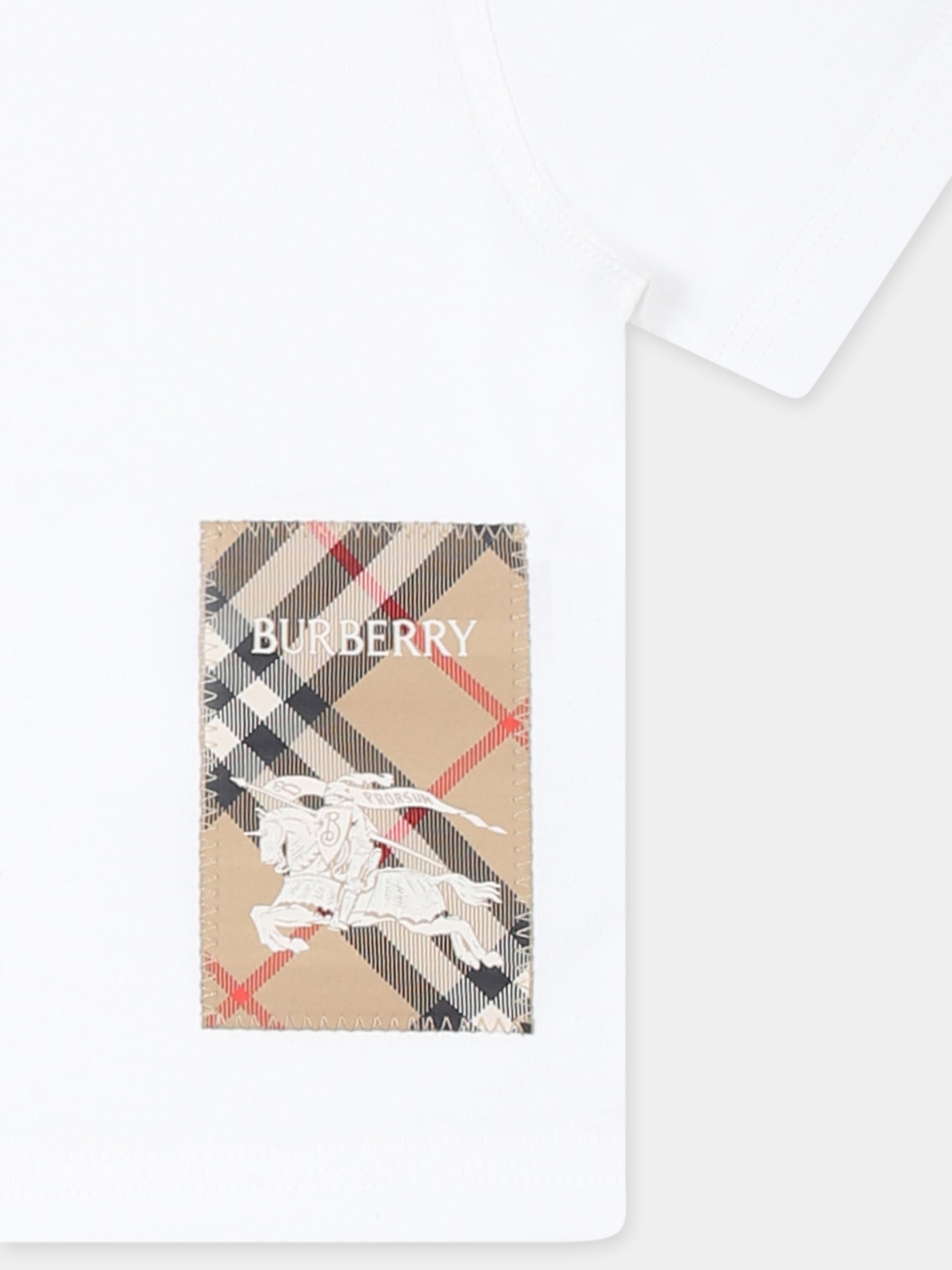 T-shirt bianca per neonato con iconico check vintage,Burberry Kids,8100485 A1464