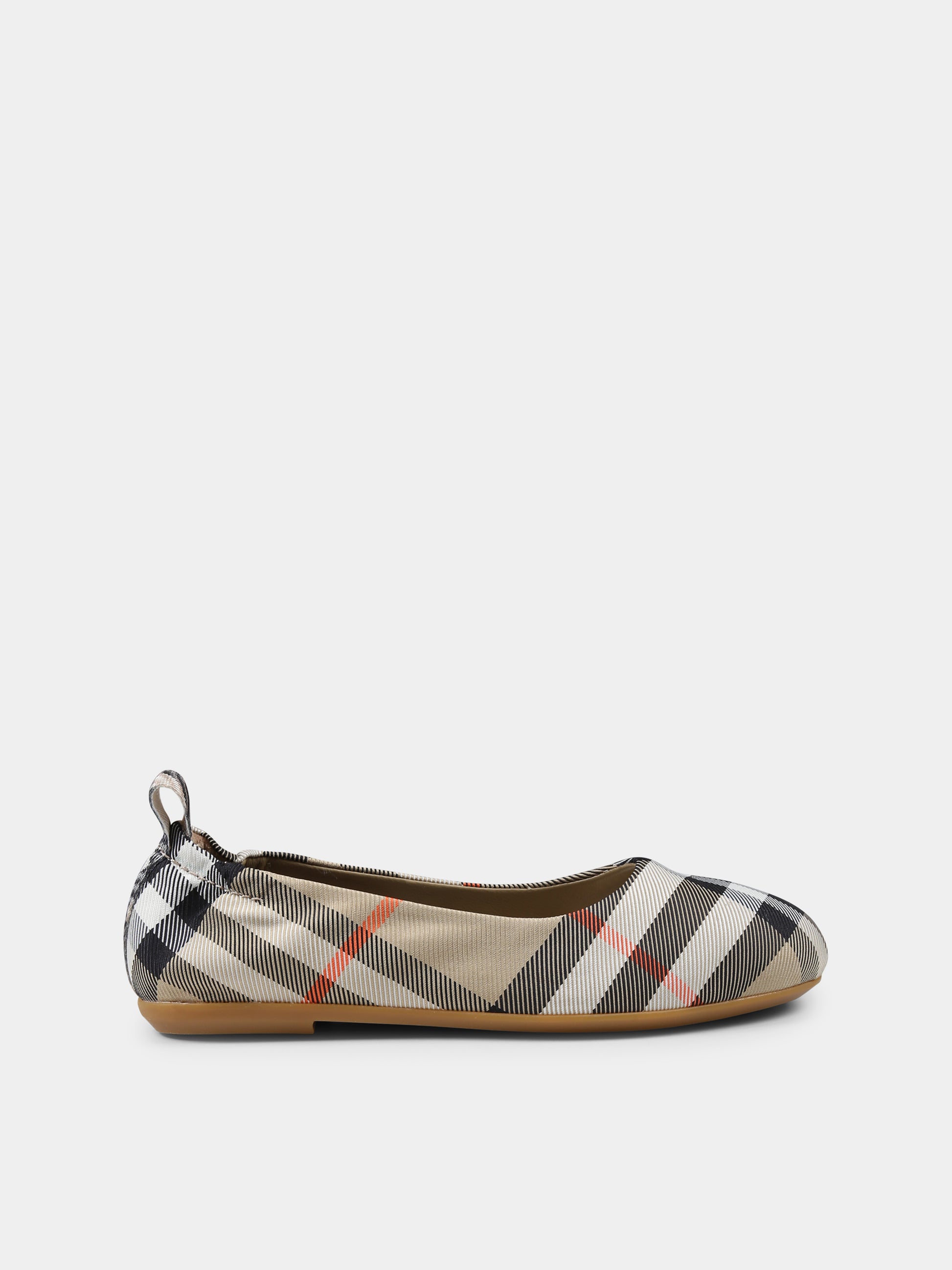 Ballerine beige per bambina con check vintage,Burberry Kids,8099960 B9368