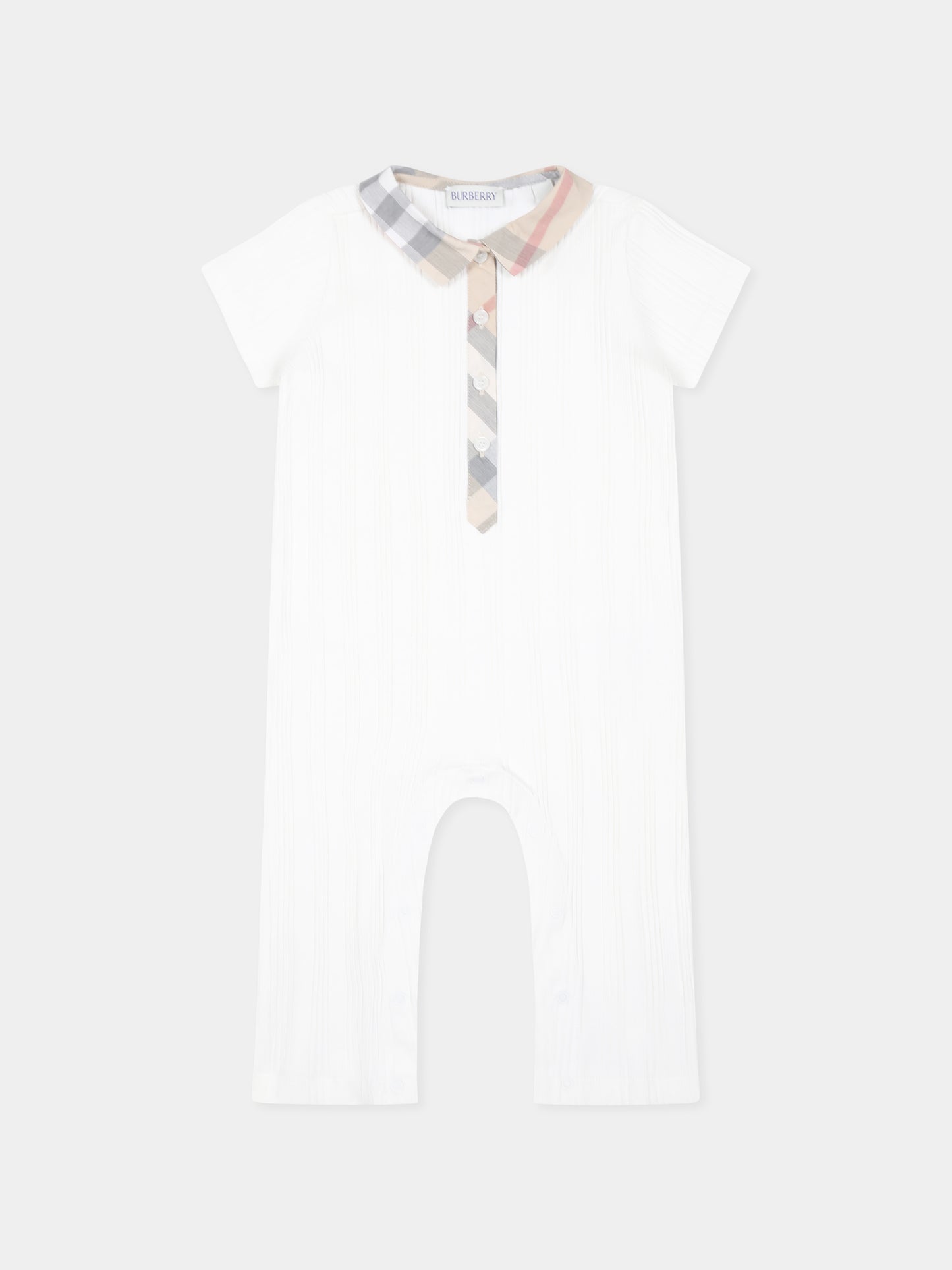 Pagliaccetto avorio per neonati con check vintage,Burberry Kids,8100256 A1464