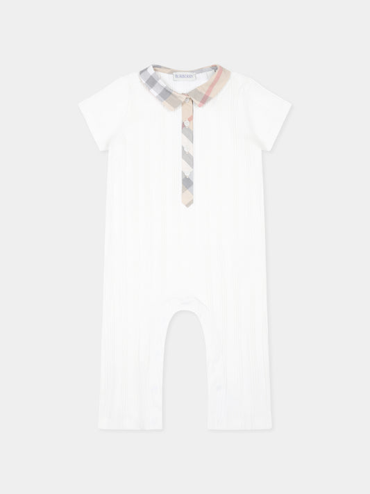 Pagliaccetto avorio per neonati con check vintage,Burberry Kids,8100256 A1464
