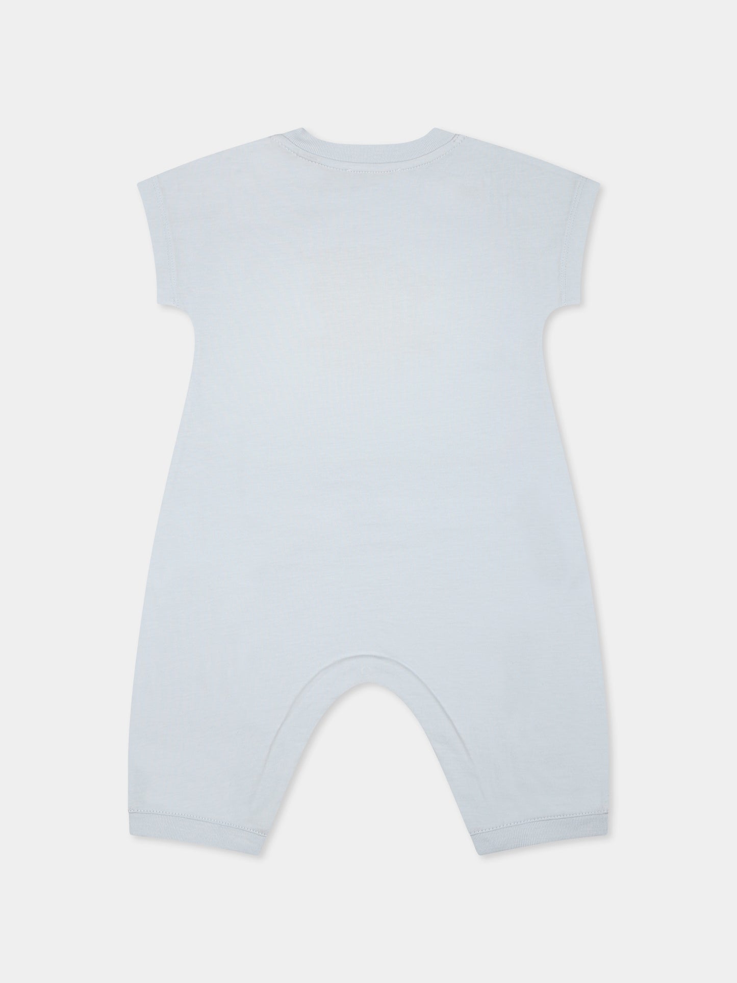 Light blue romper for baby boy with snail