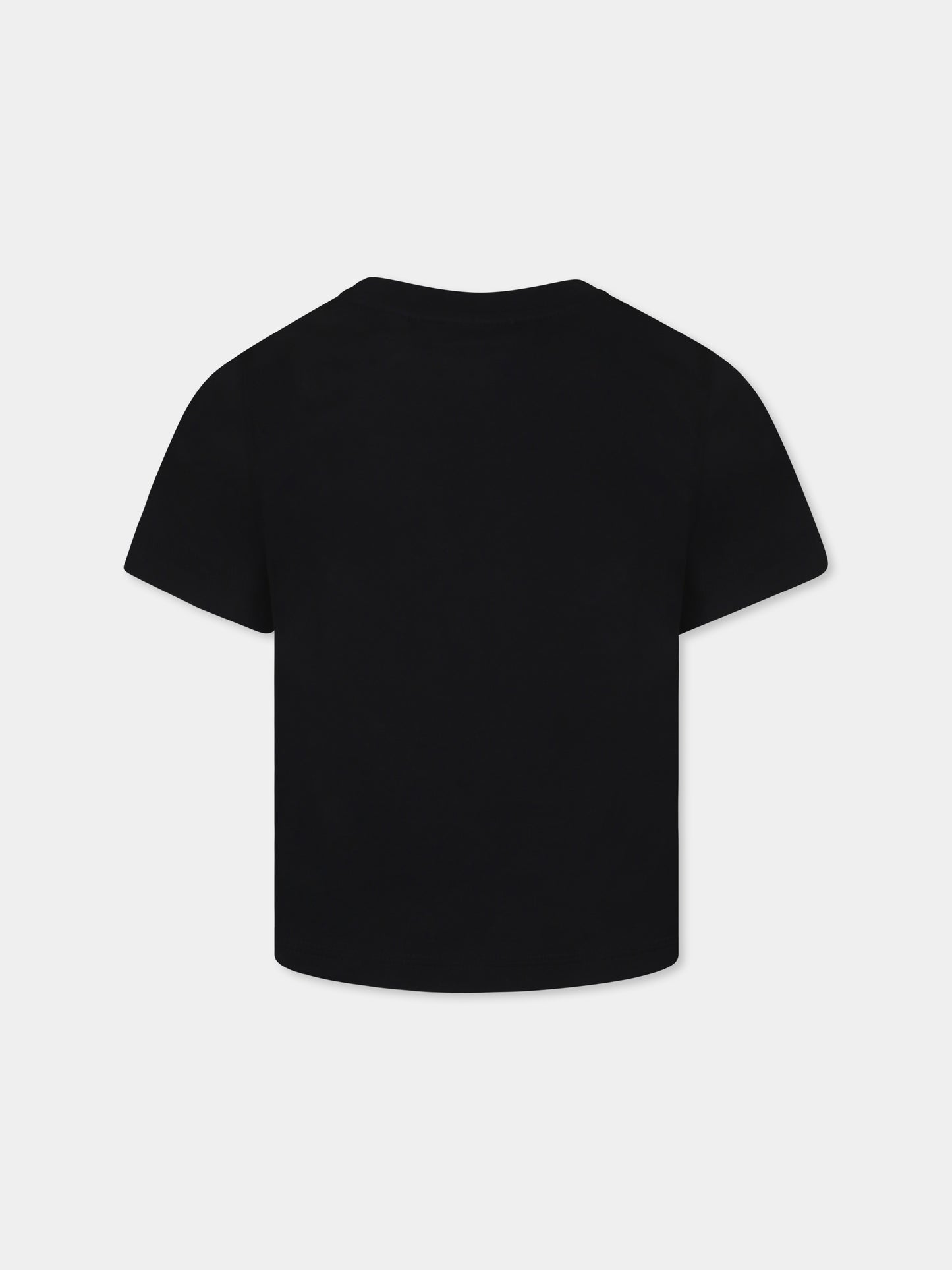 T-shirt nera per bambini con cavaliere equestre,Burberry Kids,8102869 A1189