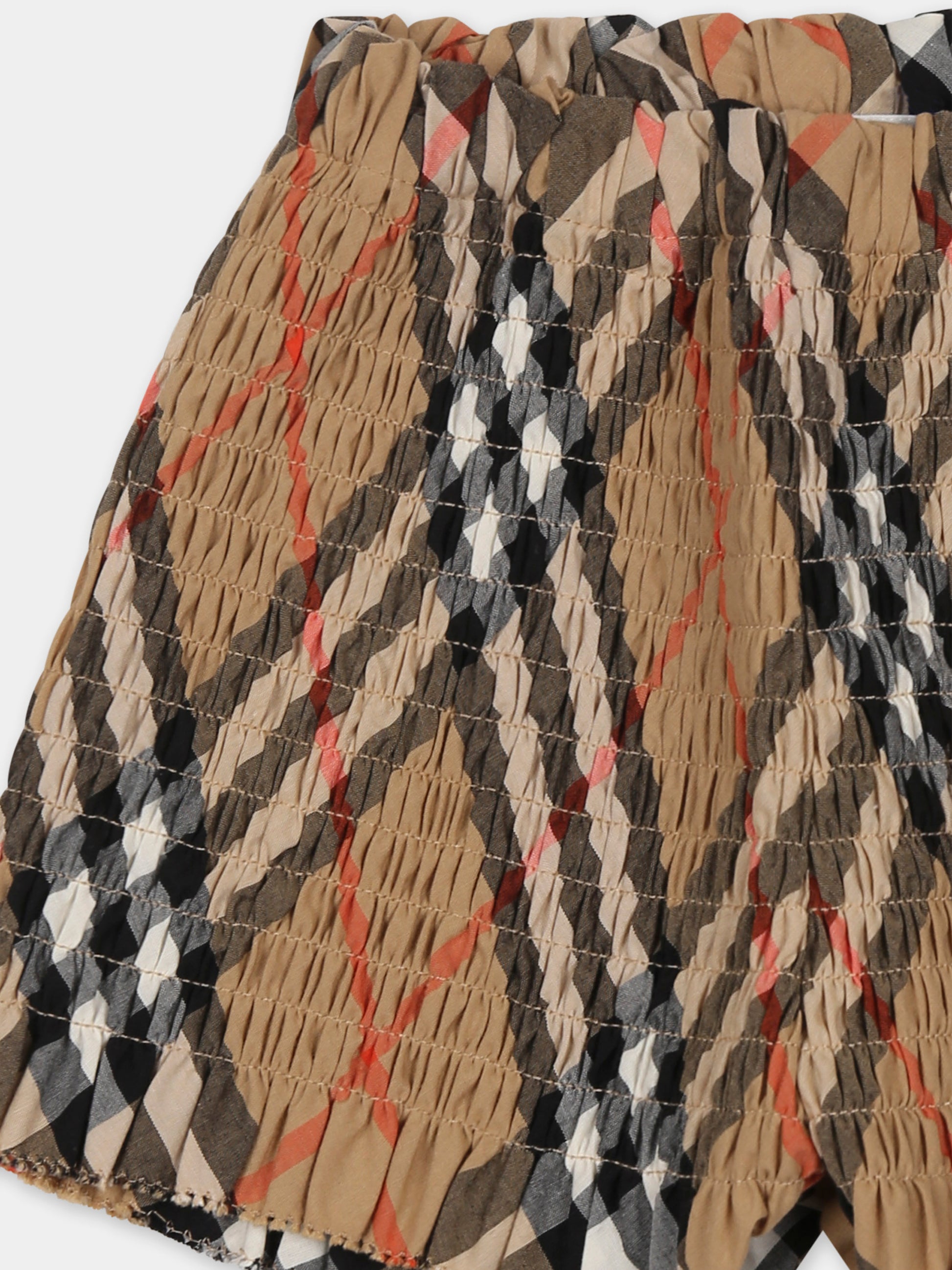 Shorts beige per neonata con check vintage,Burberry Kids,8100543 B9368