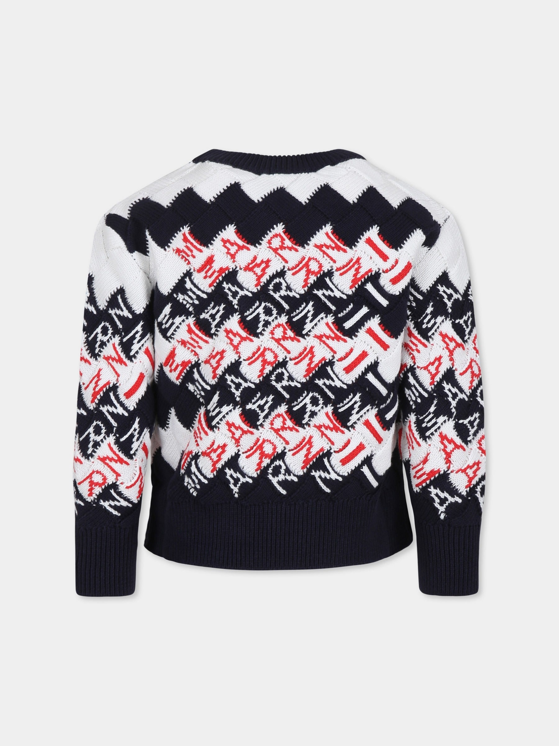 Maglione blu per bambino con logo,Marni Kids,M01417 M00U7 MK153U 0M803