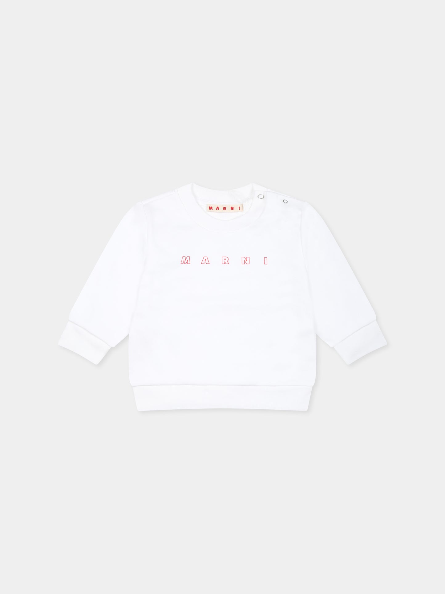 Felpa bianca per neonati con logo rosso,Marni Kids,M01437 M00V0 MS319B 0M100
