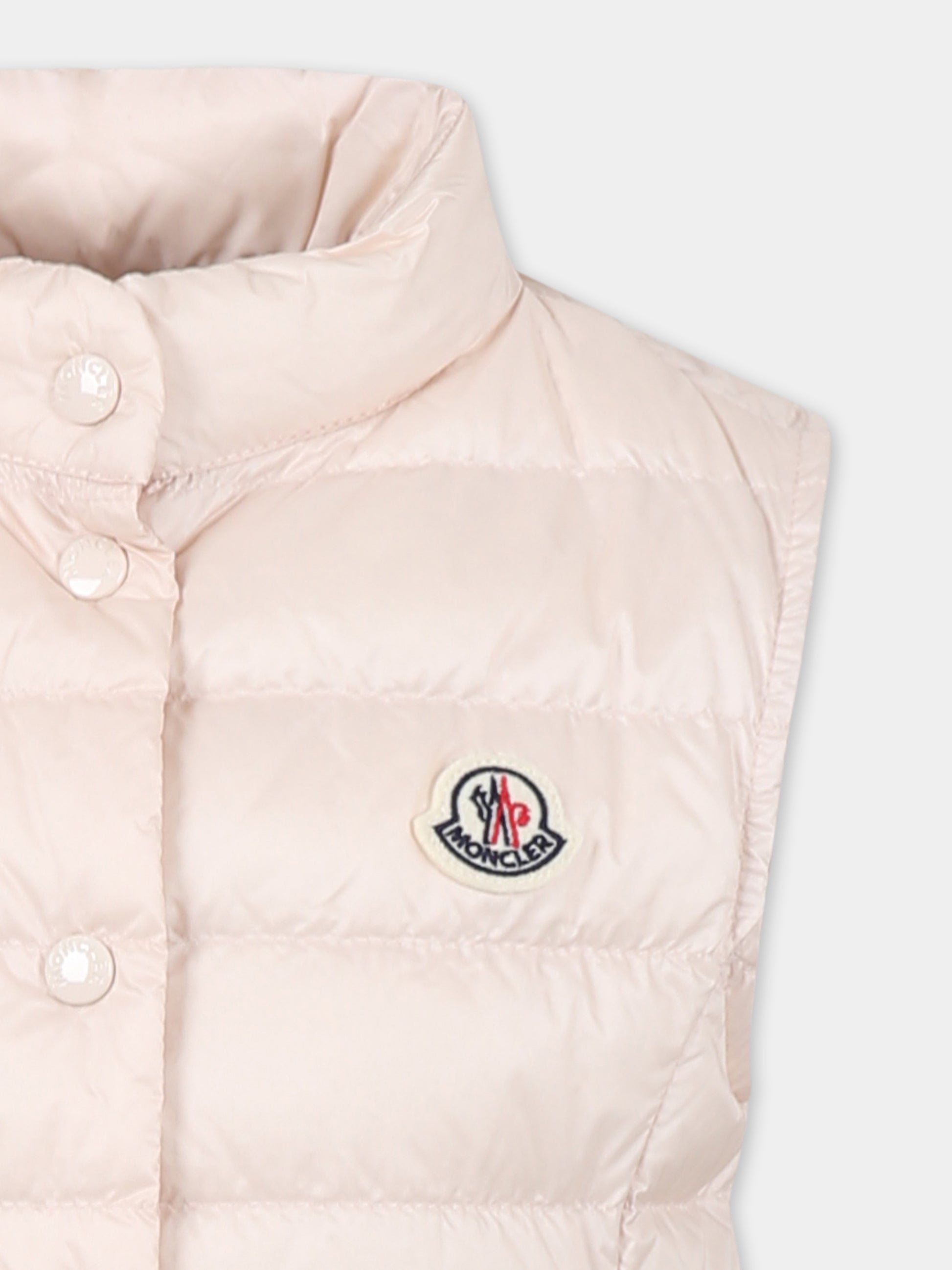 Gilet Liane rosa per bambina con logo,Moncler Kids,K1954 1A00026 597YF 51N