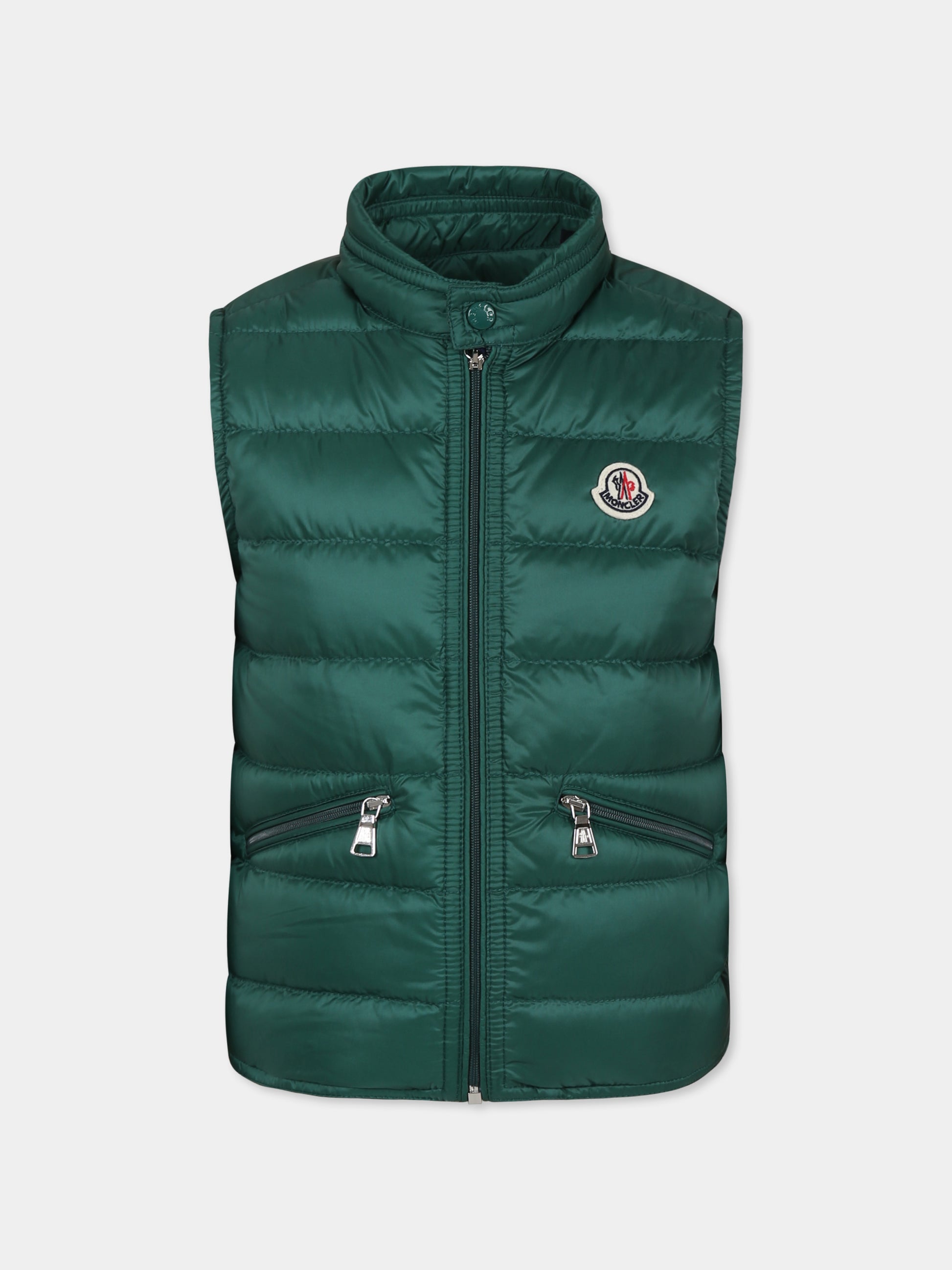 Gilet Gui verde per bambino con logo,Moncler Kids,K1954 1A00052 597YF 84L