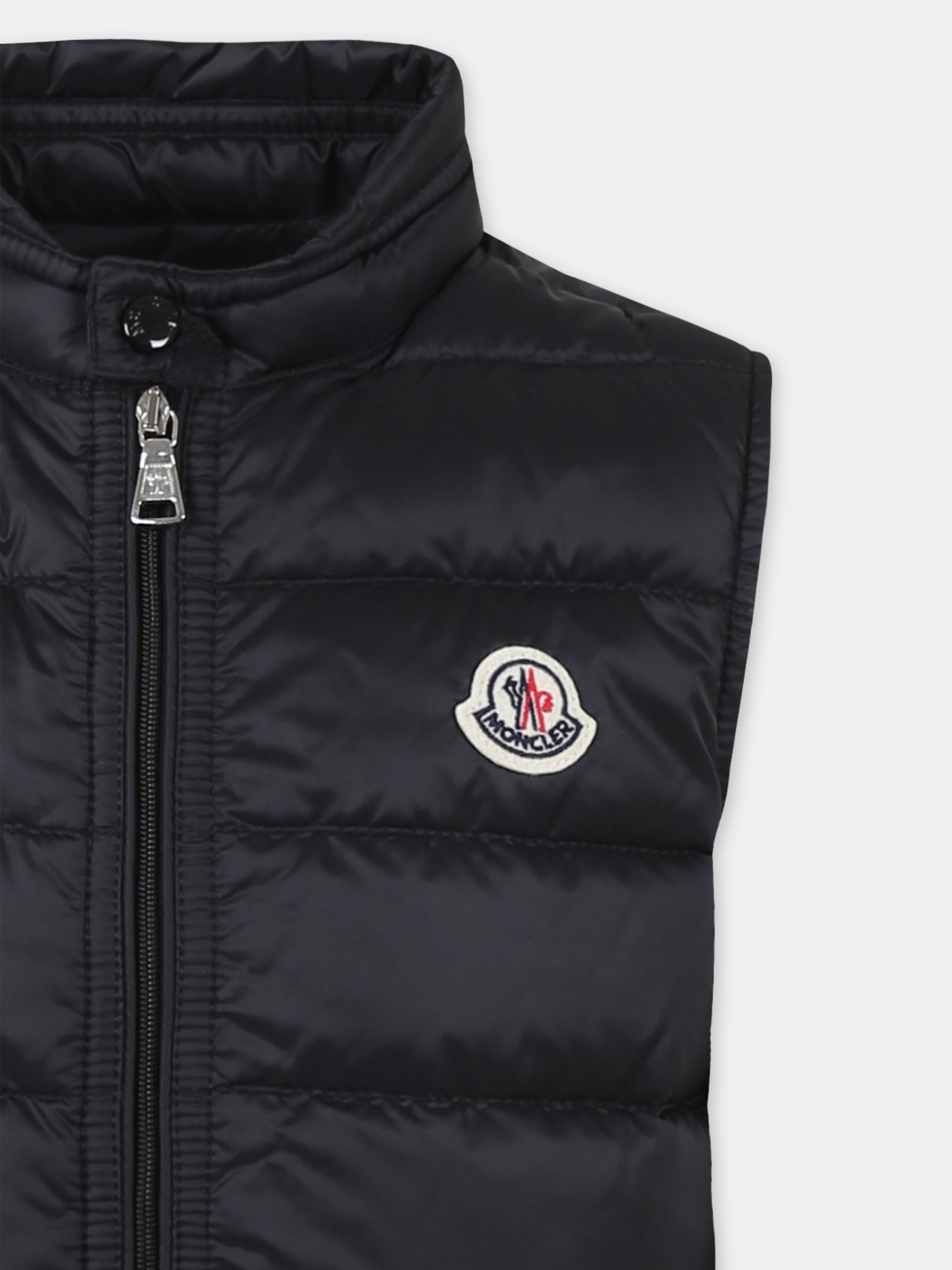 Gilet Gui nero per bambino con logo,Moncler Kids,K1954 1A00052 597YF 999