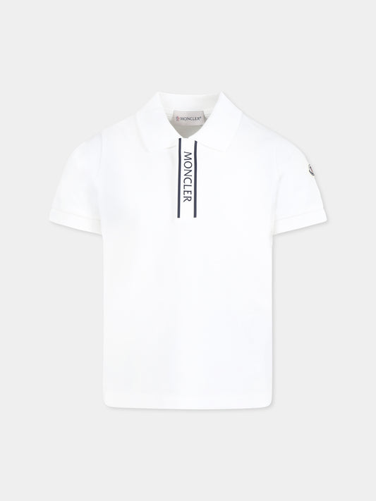 Polo bianca per bambino con logo,Moncler Kids,K1954 8A00007 89ALK 034