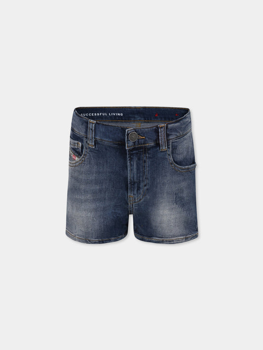 Blue shorts for girl with logo patch