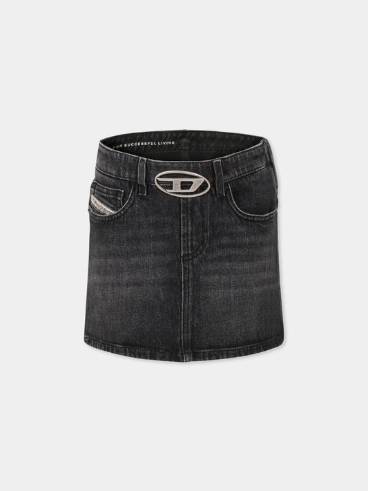Gonna nera per bambina con logo,Diesel,J02162 KXBI1 K02